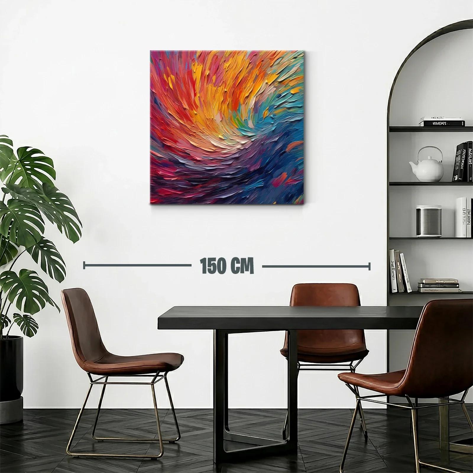 Cuadro abstracto con vibrantes tonos cálidos y fríos — miniatura 2