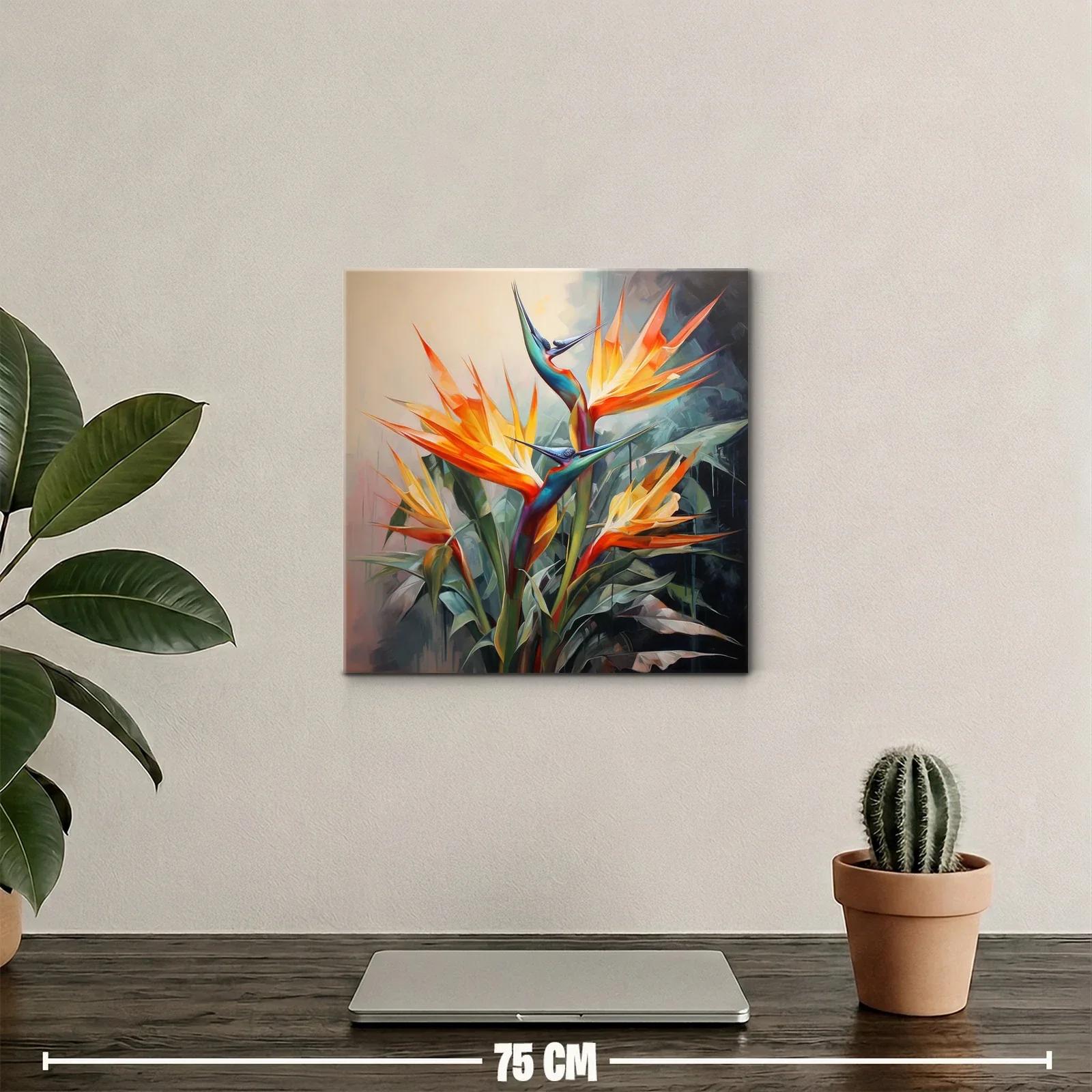 Cuadro vibrante con flores exóticas de ave del paraíso — miniatura 2