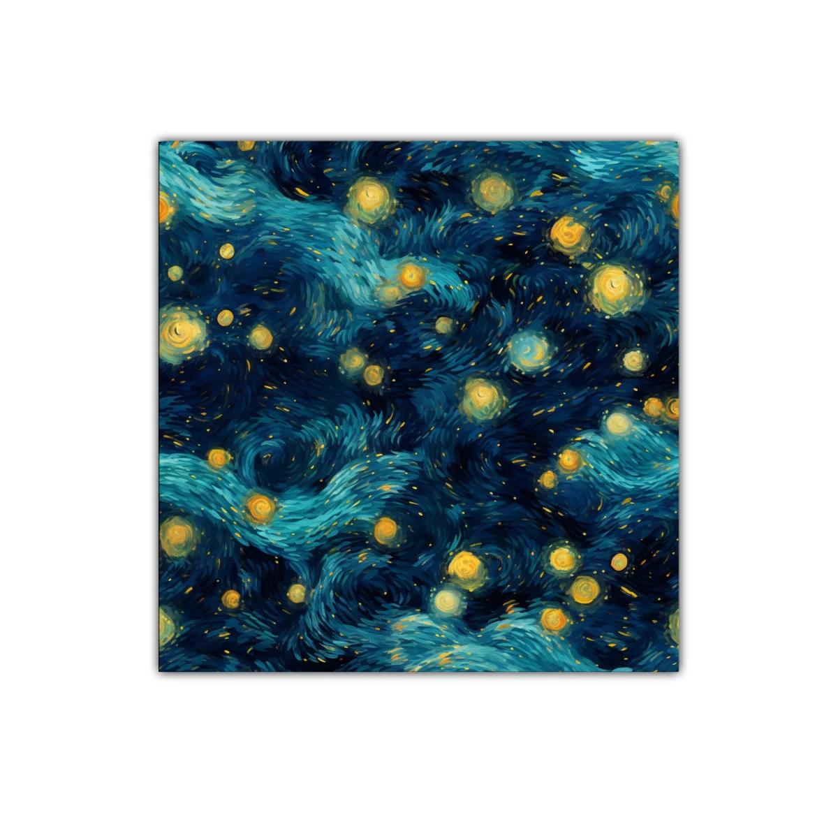 Cuadro abstracto con galaxia de estrellas y remolinos azules
