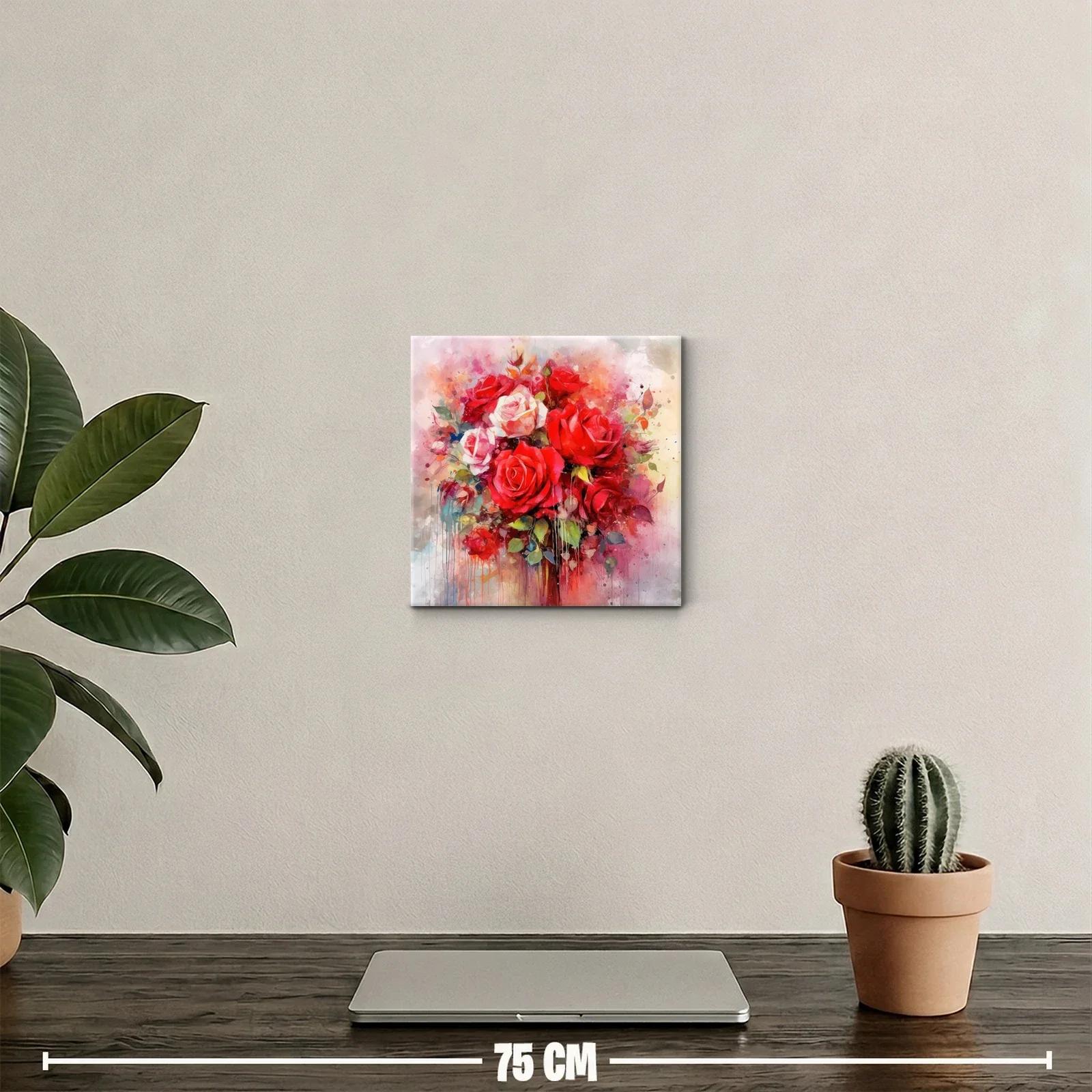 Ramo de rosas vibrantes con notas acuareladas y delicadas — miniatura 2