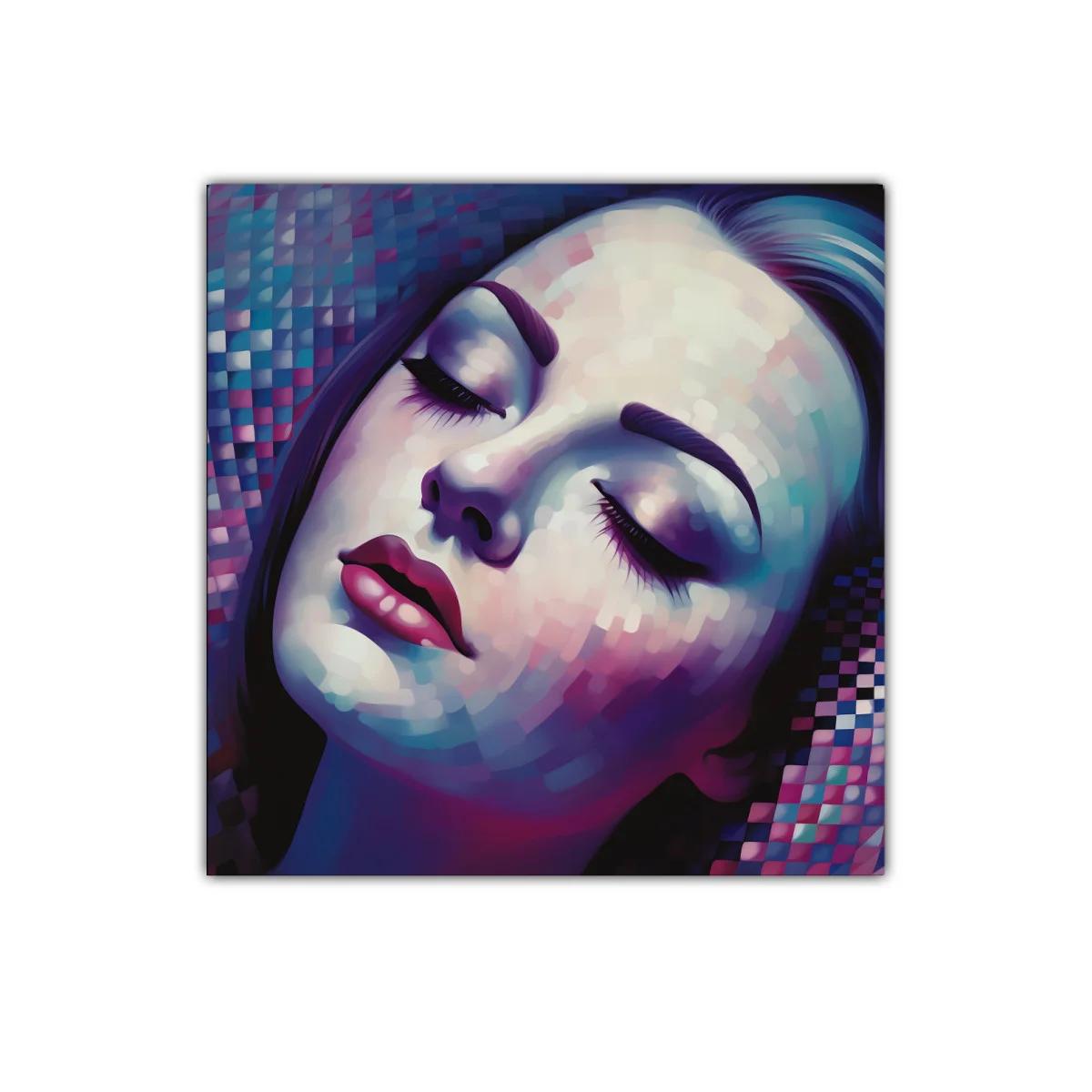 Rostro femenino en tonos violetas y azules suaves — imagen principal