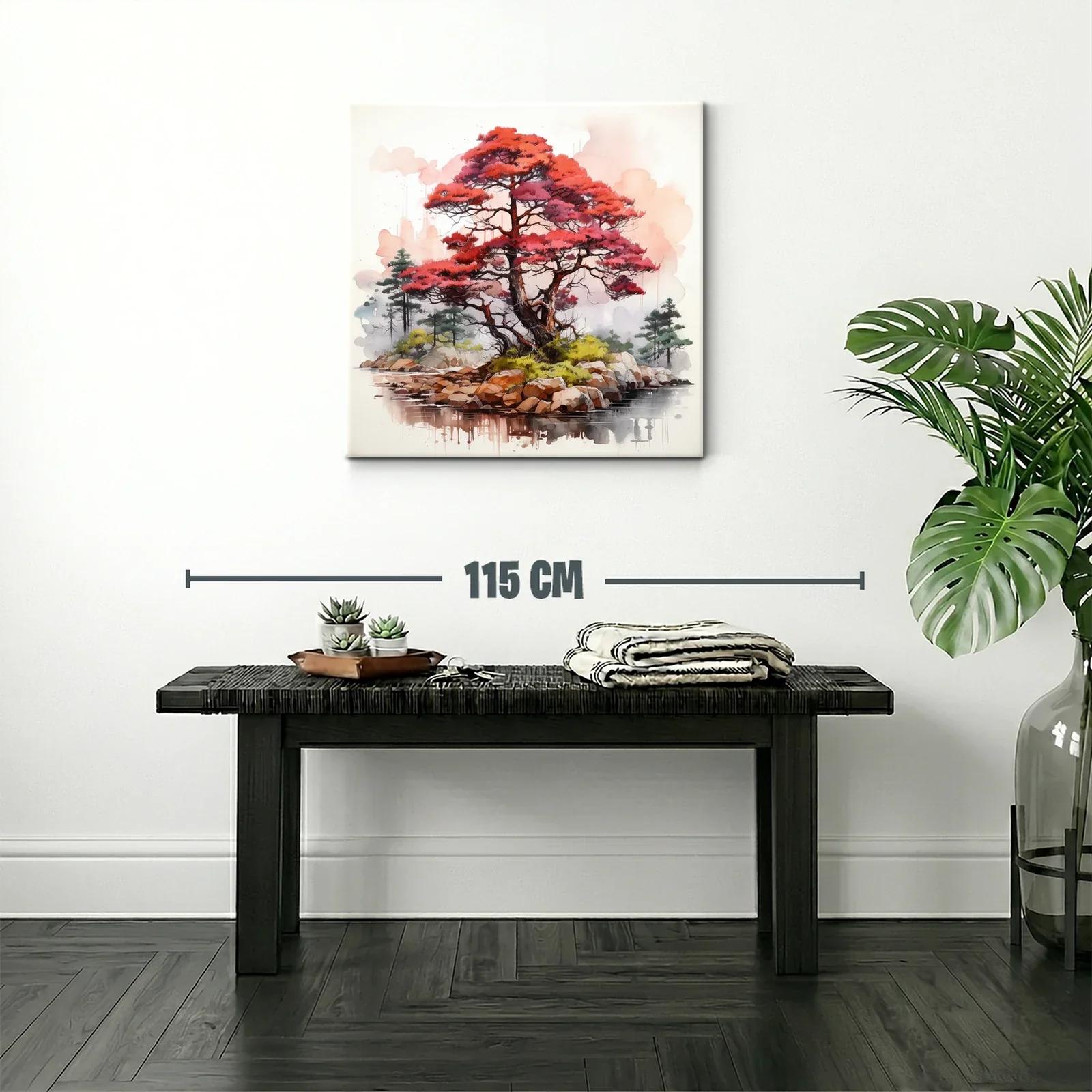 Árbol rojo en isla serena con paisaje natural — miniatura 2