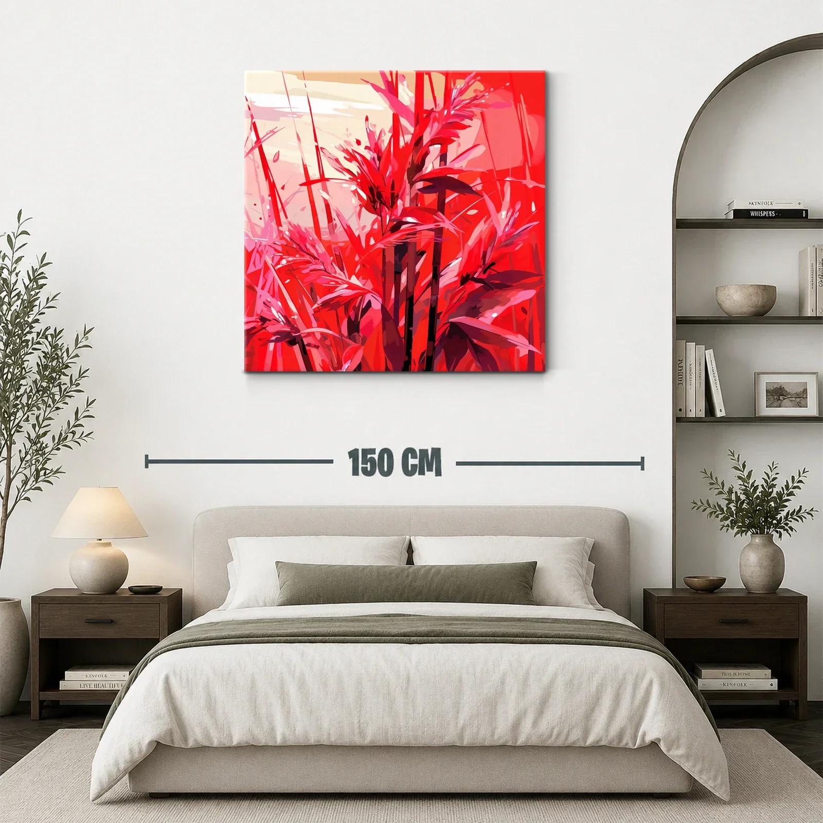 Cuadro floral vibrante con tonos rojos intensos — miniatura 3
