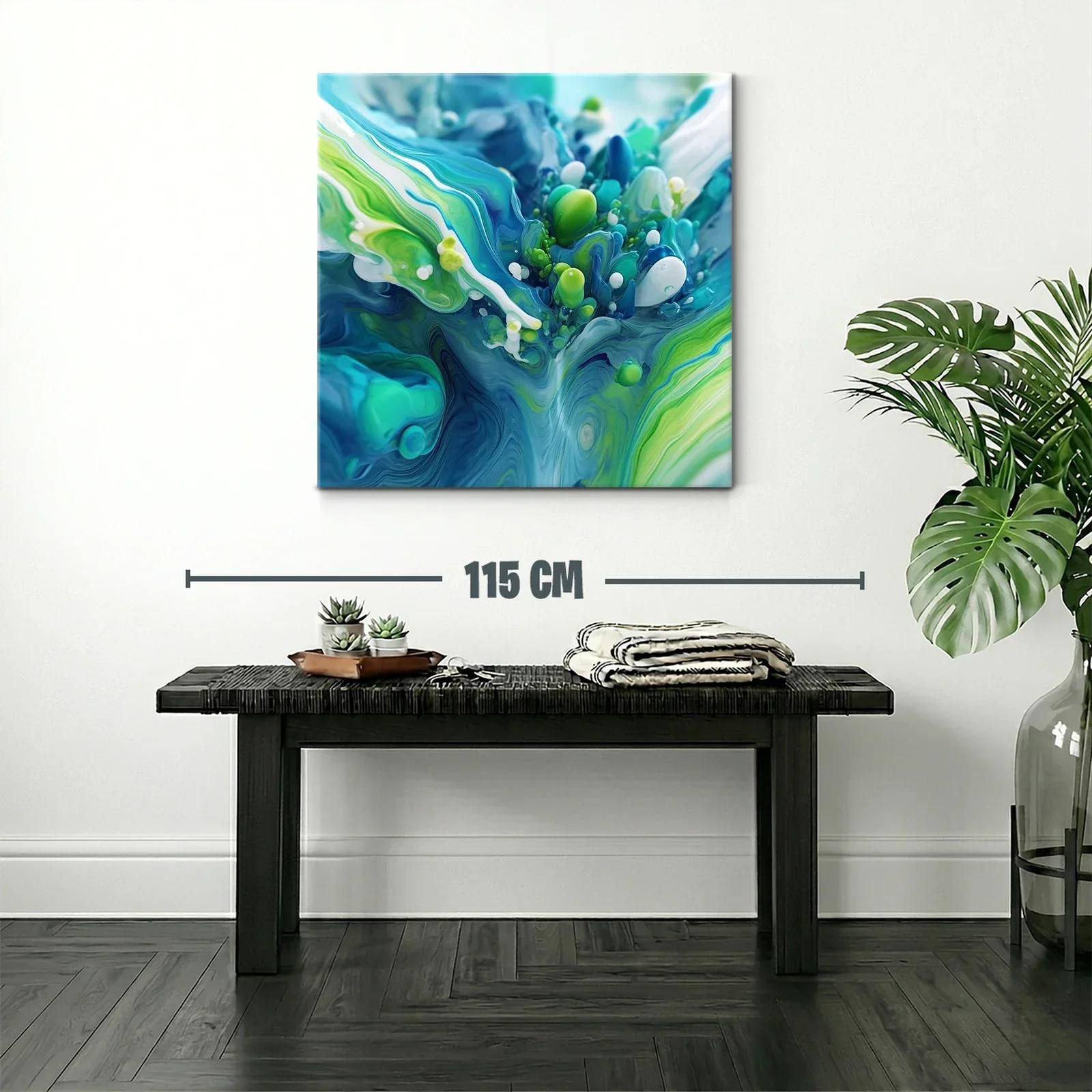 Abstracción orgánica en tonos azules y verdes vibrantes — miniatura 2