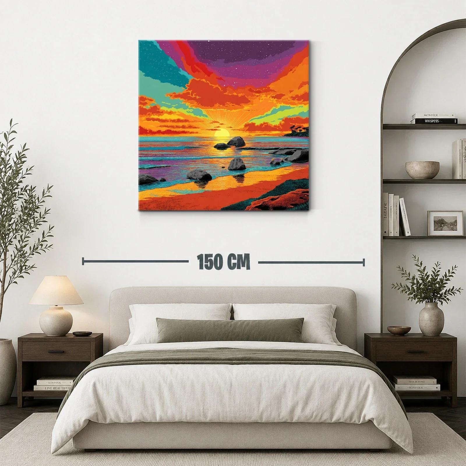 Atardecer vibrante sobre la costa con cielos estrellados — miniatura 3