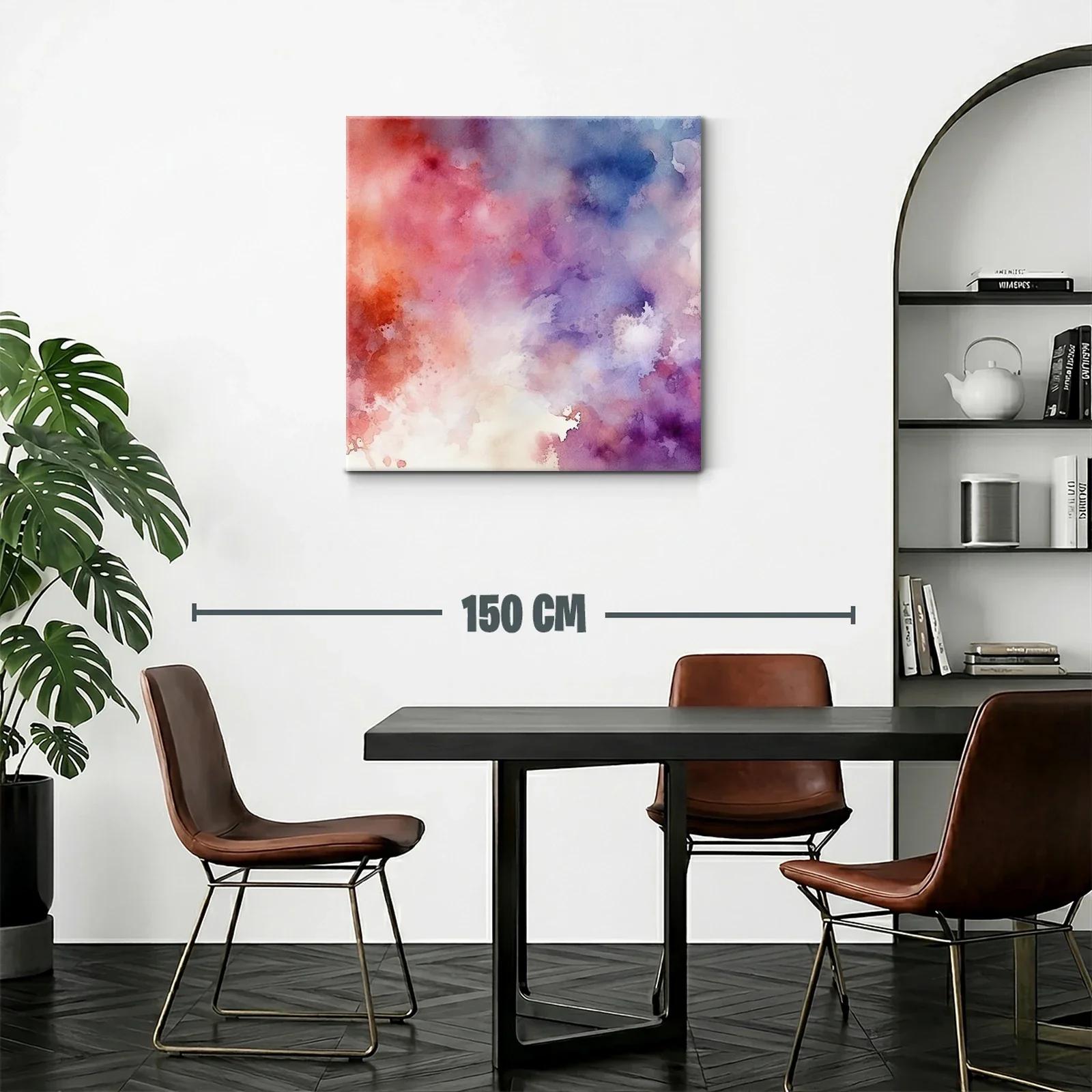 Cuadro abstracto con tonos cálidos y fríos vibrantes — miniatura 2