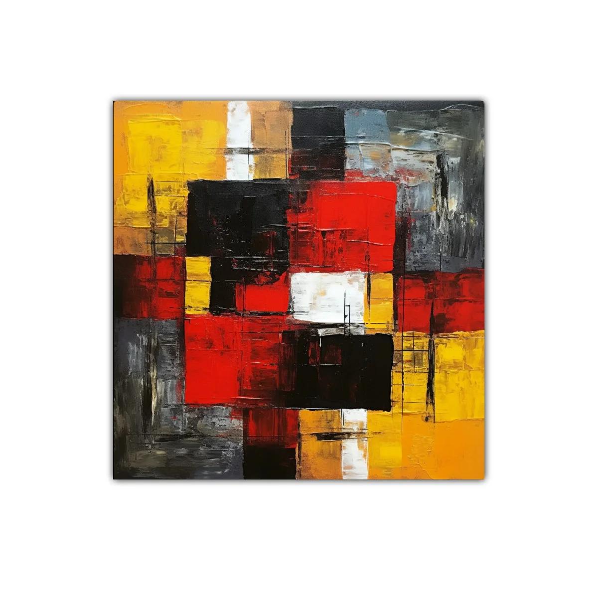Composición abstracta con tonos intensos rojos y amarillos