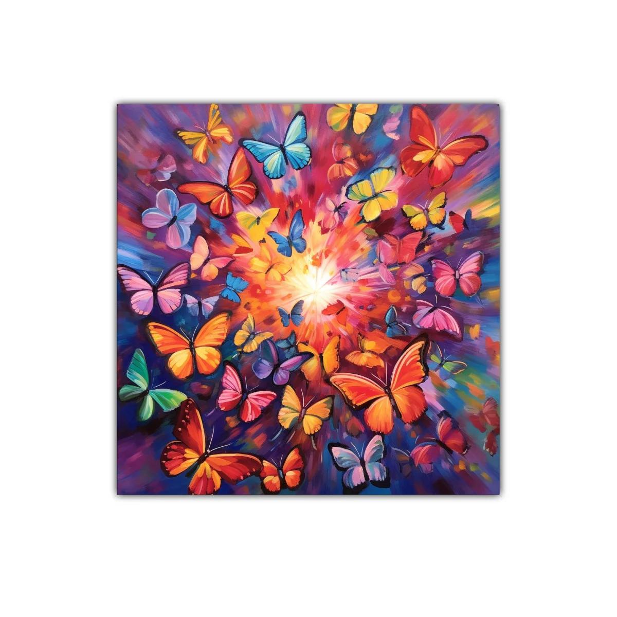 Cuadro decorativo con mariposas multicolor vibrantes — imagen principal