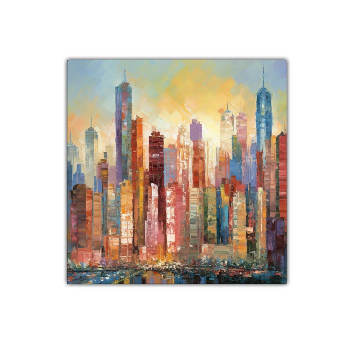 Paisaje urbano vibrante con tonos cálidos y fríos equilibrados — imagen principal