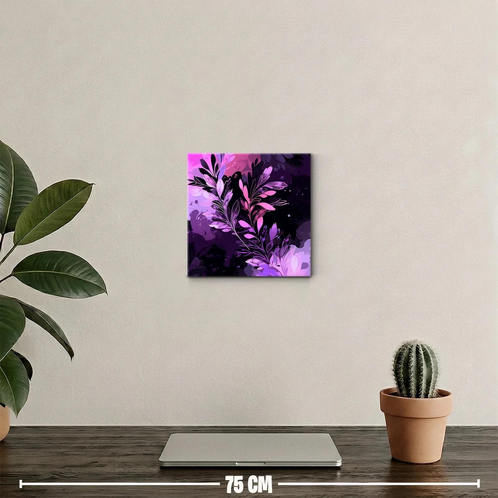 Cuadro decorativo con follaje abstracto en tonos morados — miniatura 2