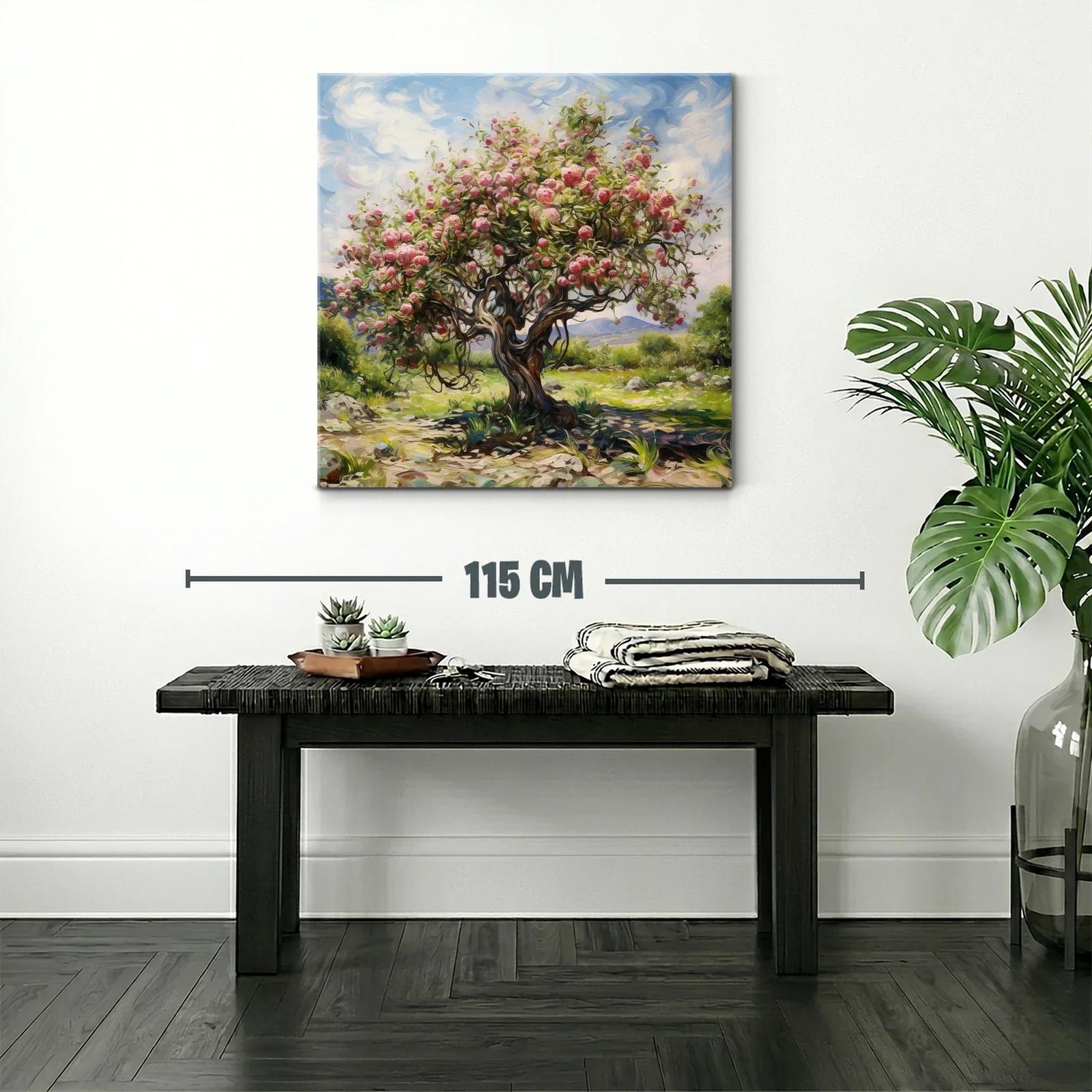 Árbol florido con manzanas en paisaje natural — miniatura 2