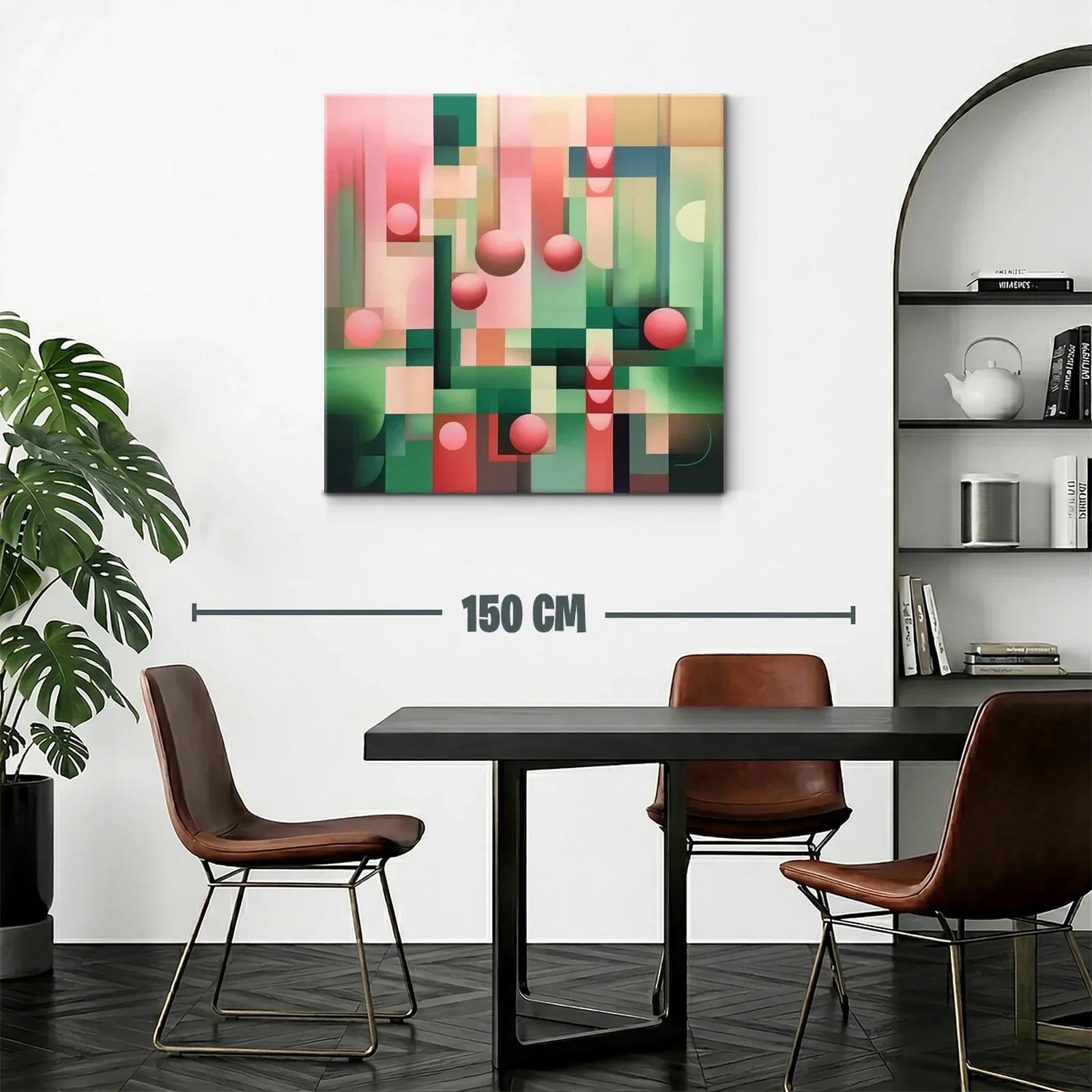 Cuadro Geométrico con Esferas en Tonos Rosa y Verde — miniatura 2