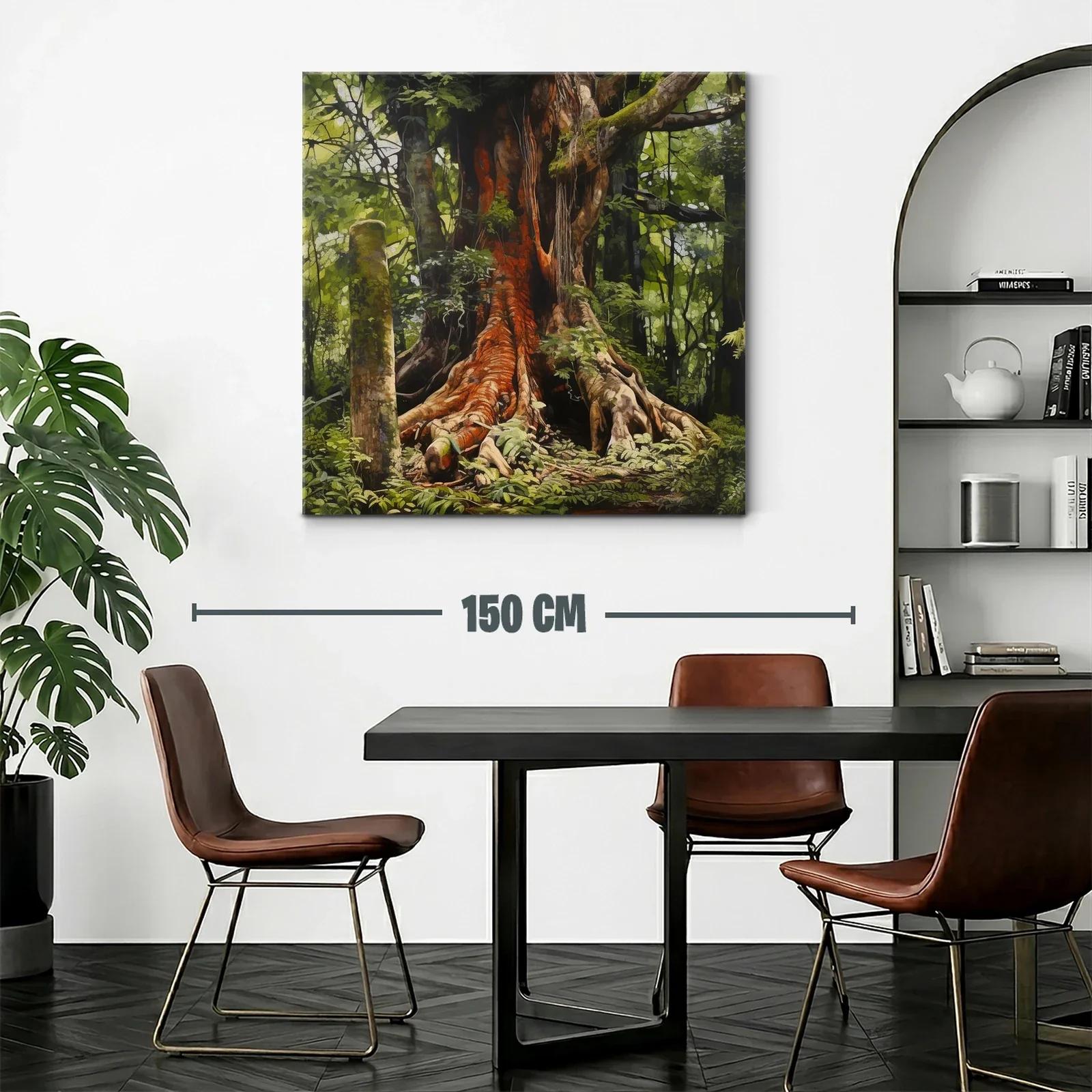 Majestuoso árbol con raíces aéreas en bosque tropical verde — miniatura 2