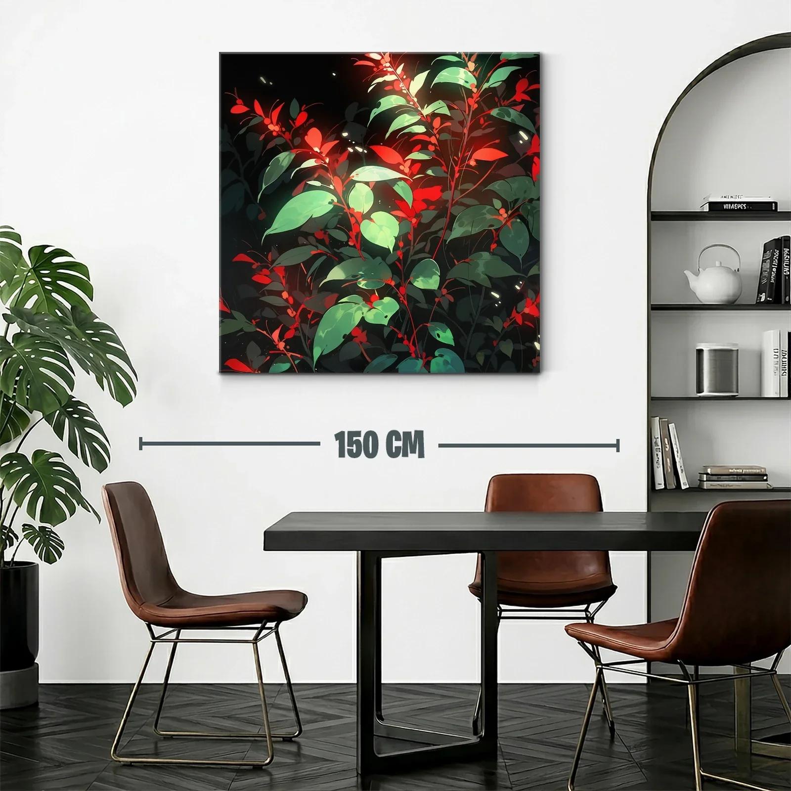 Naturaleza vibrante con hojas verdes y toques rojos llamativos — miniatura 2