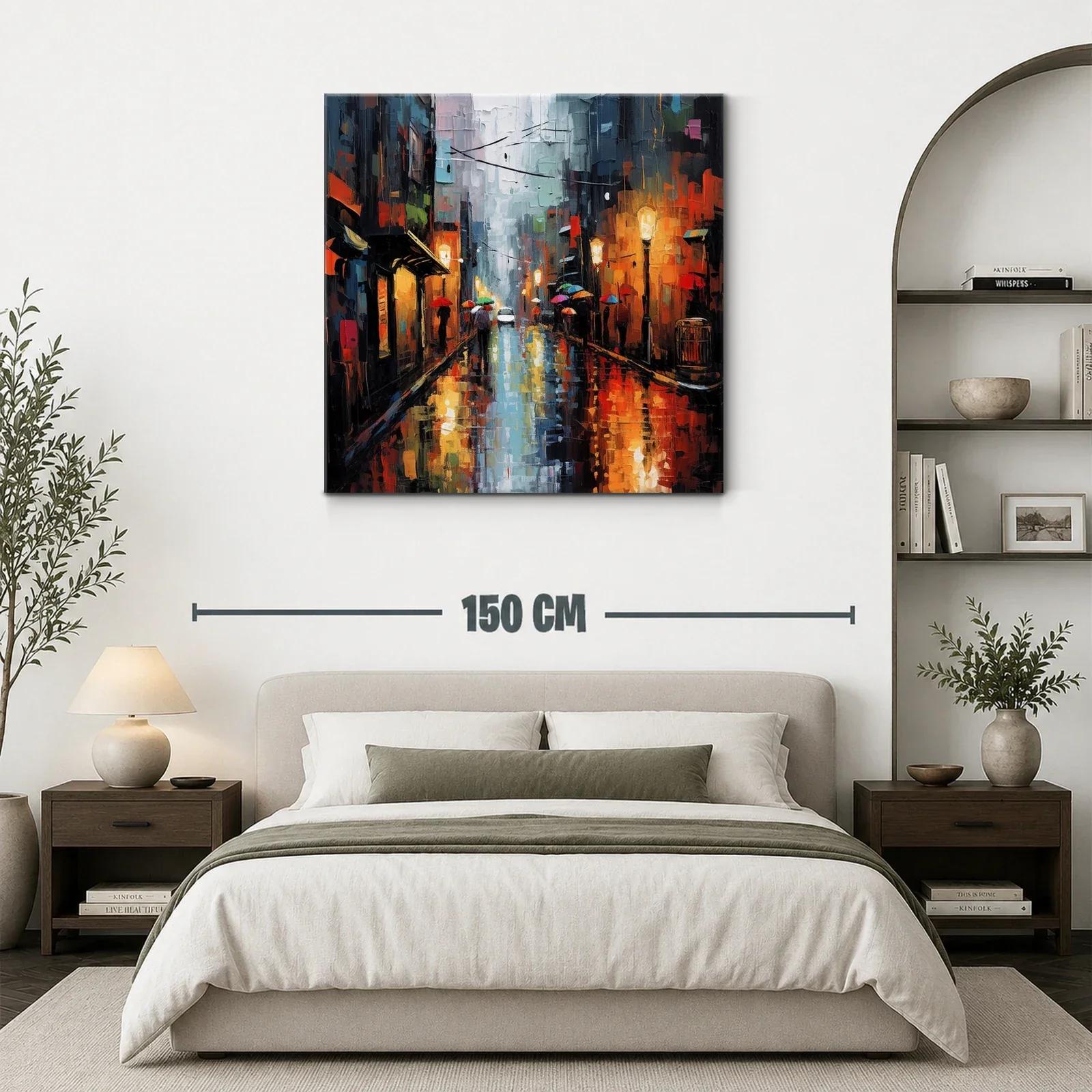 Reflejos urbanos bajo la lluvia y luces cálidas — miniatura 3