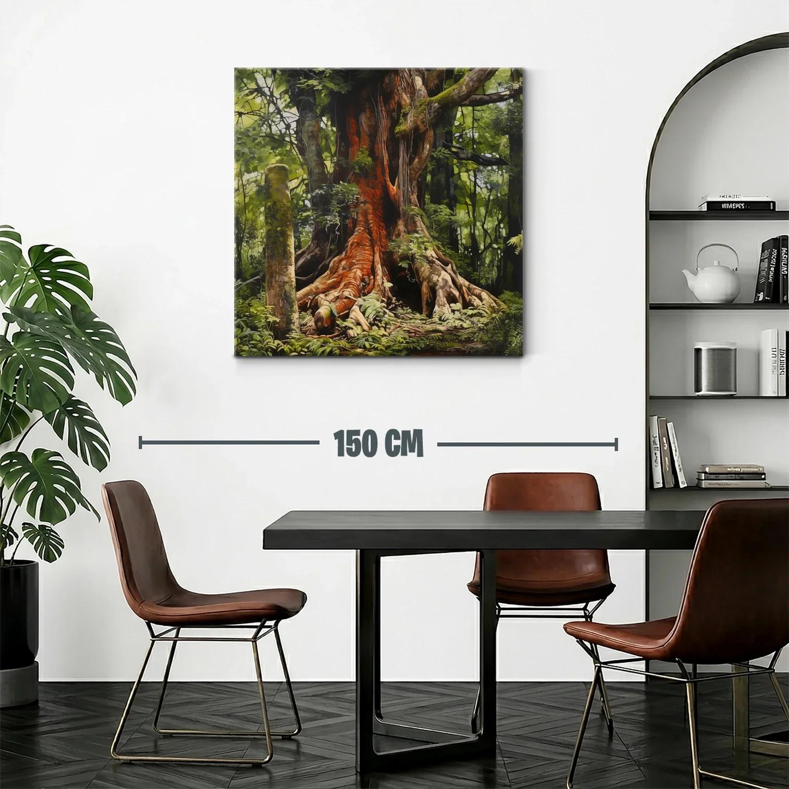Majestuoso árbol con raíces aéreas en bosque tropical verde — miniatura 2