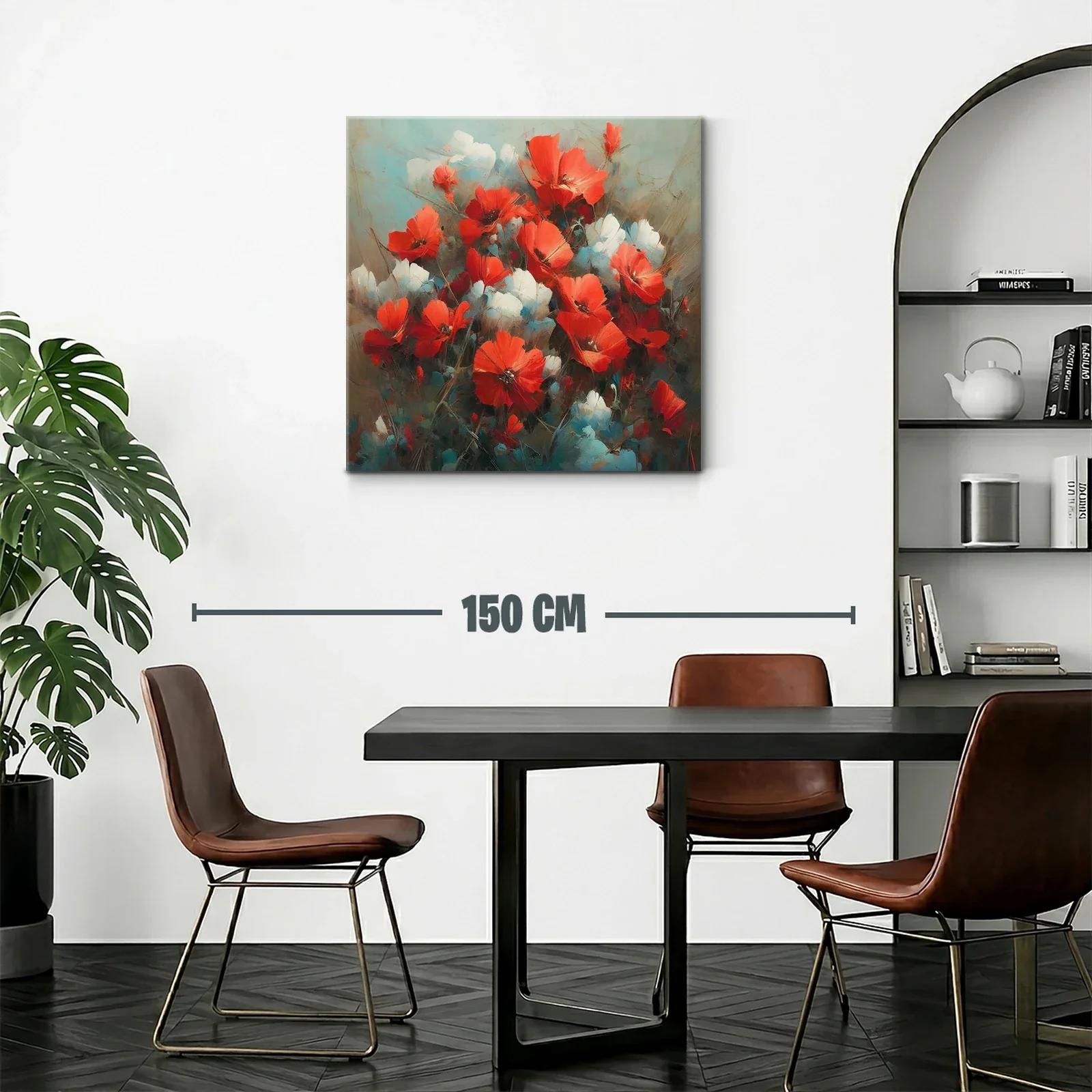 Cuadro floral con vibrantes amapolas rojas y detalles blancos — miniatura 2