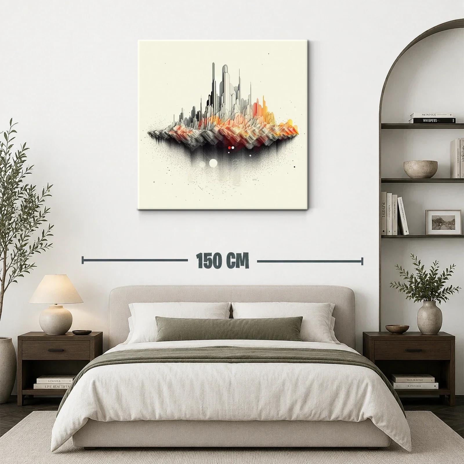 Paisaje abstracto de ciudad flotante con tonos cálidos y grises — miniatura 3