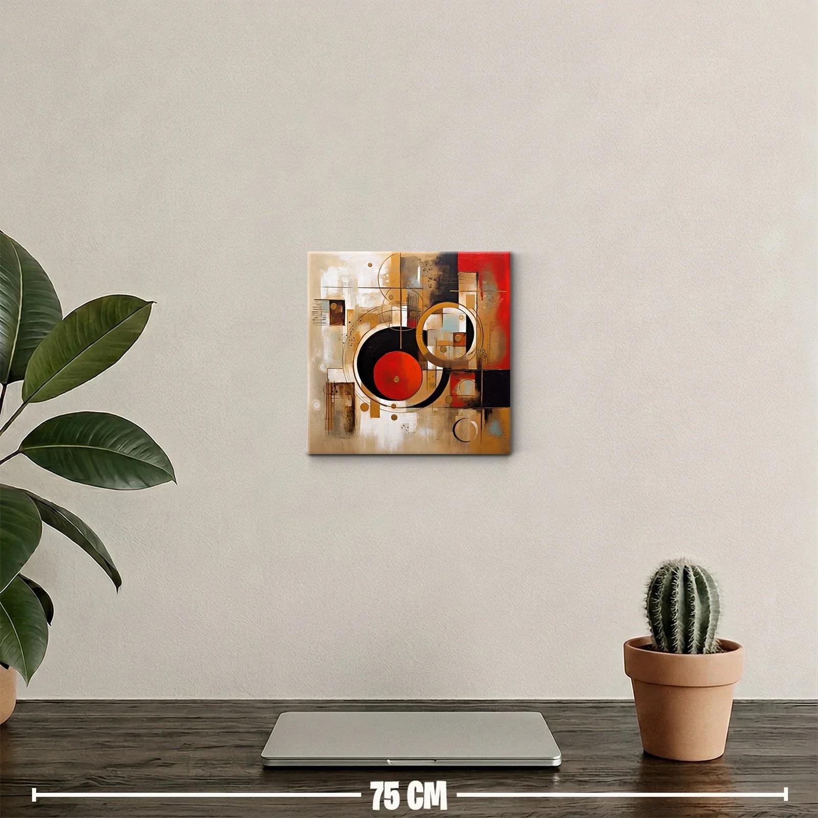 Composición abstracta con contrastes en rojo y dorado — miniatura 2