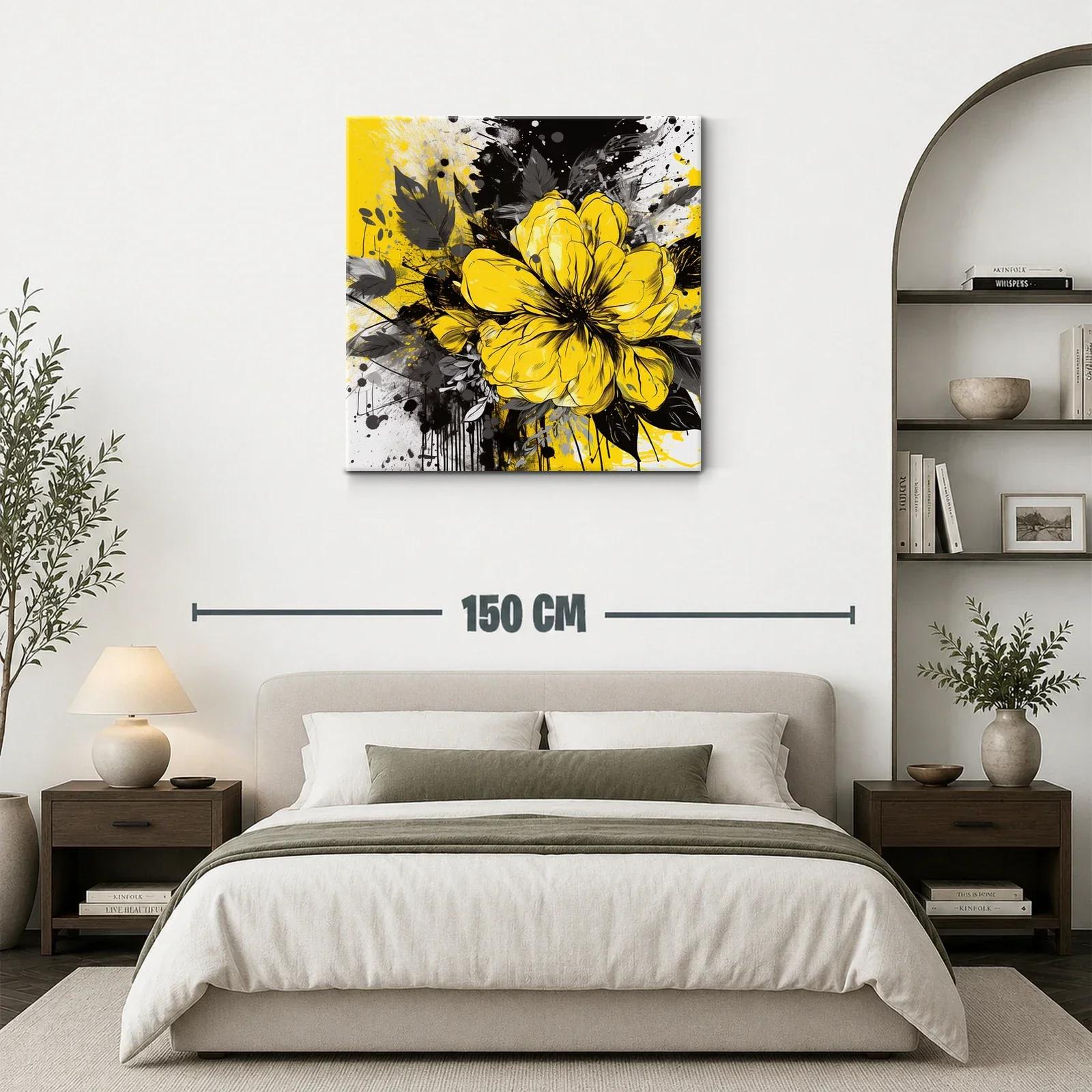 Flor amarilla brillante con hojas en tonos oscuros — miniatura 3