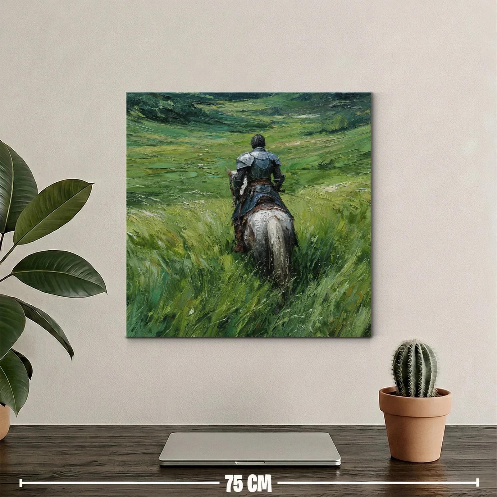 Caballero en campo verde entre sombras y luz — miniatura 2