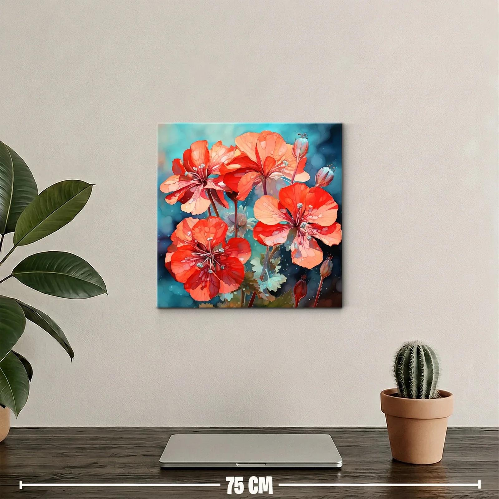 Flores rojas vibrantes sobre fondo azul turquesa — miniatura 2