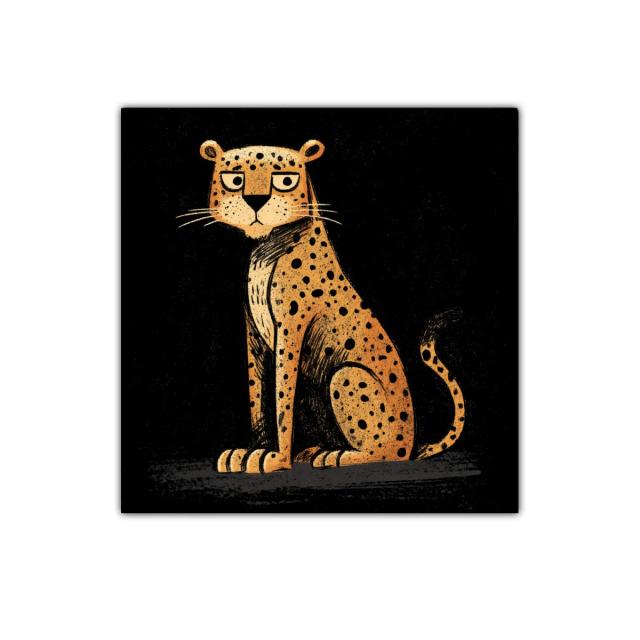 Leopardo de manchas negras en fondo oscuro expresivo