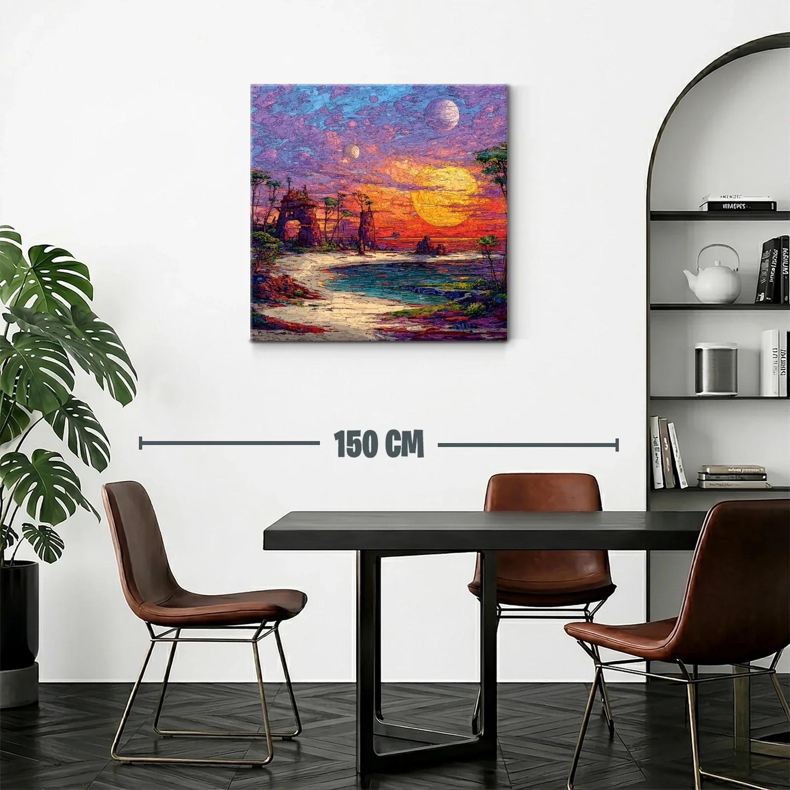 Paisaje Onírico con Dos Lunas al Atardecer — miniatura 2
