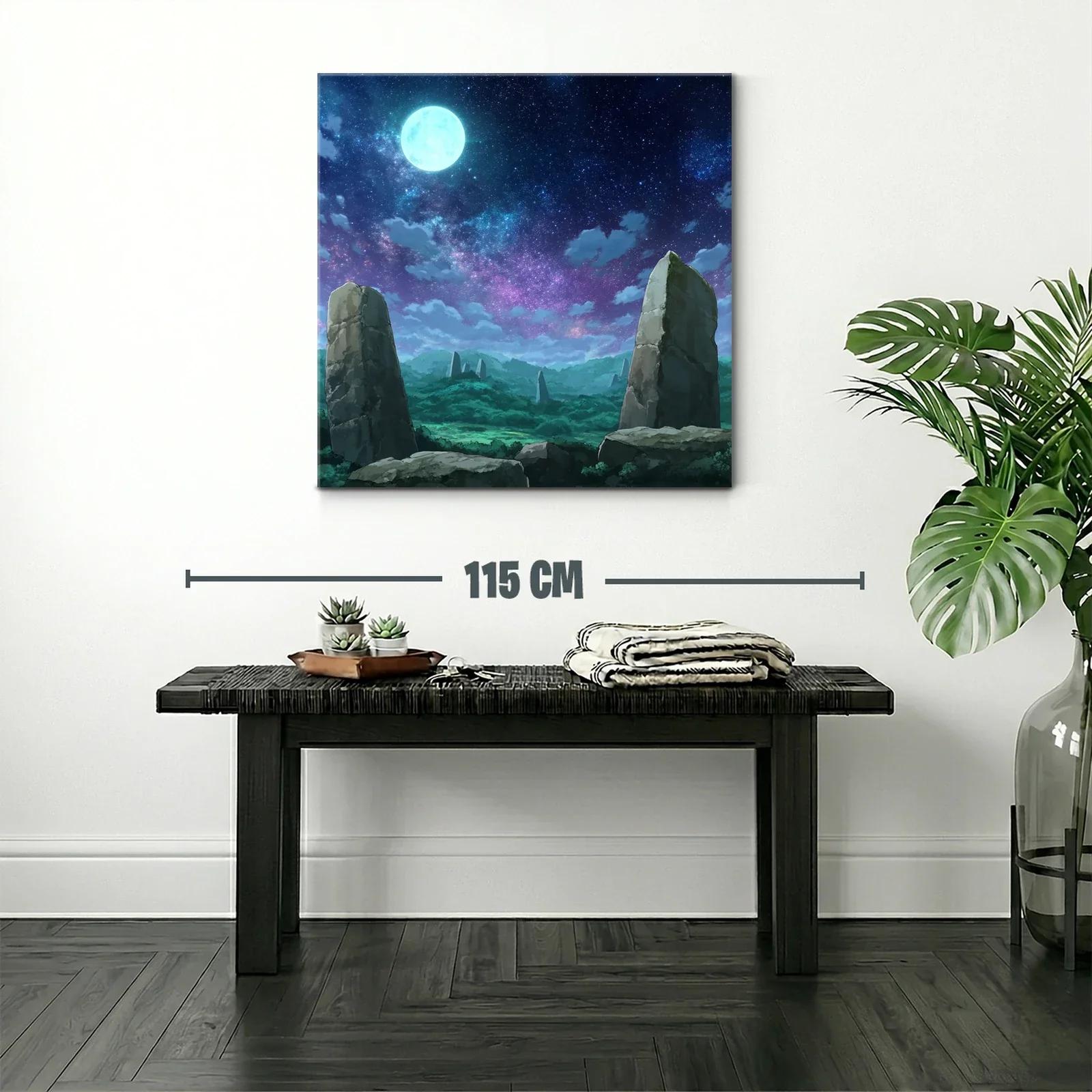 Paisaje nocturno con piedras monolíticas y cielo estrellado — miniatura 2