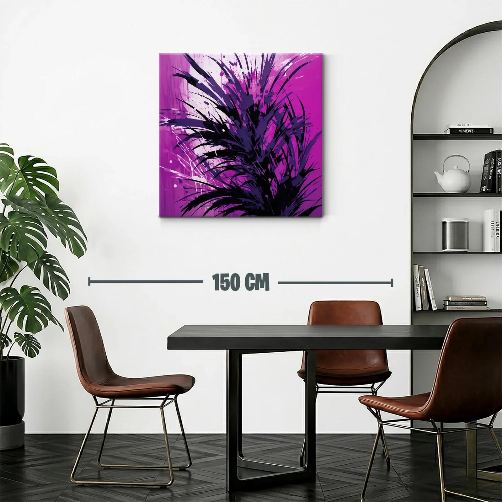 Cuadro abstracto con explosión de tonos morados y negros — miniatura 2