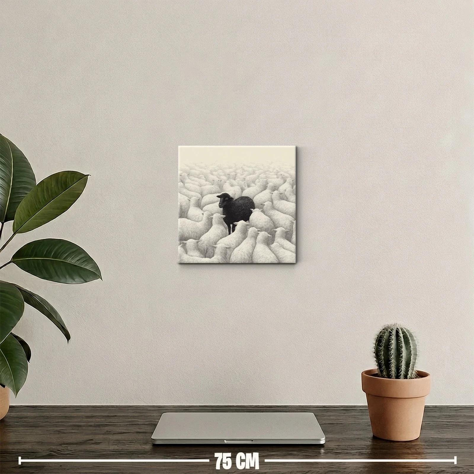 Cuadro con Oveja Negra en Rebaño Blanco — miniatura 2