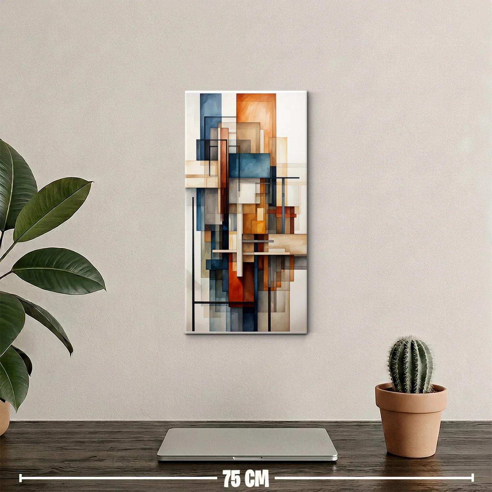 Cuadro composición geométrica abstracta con bloques apilados — miniatura 2