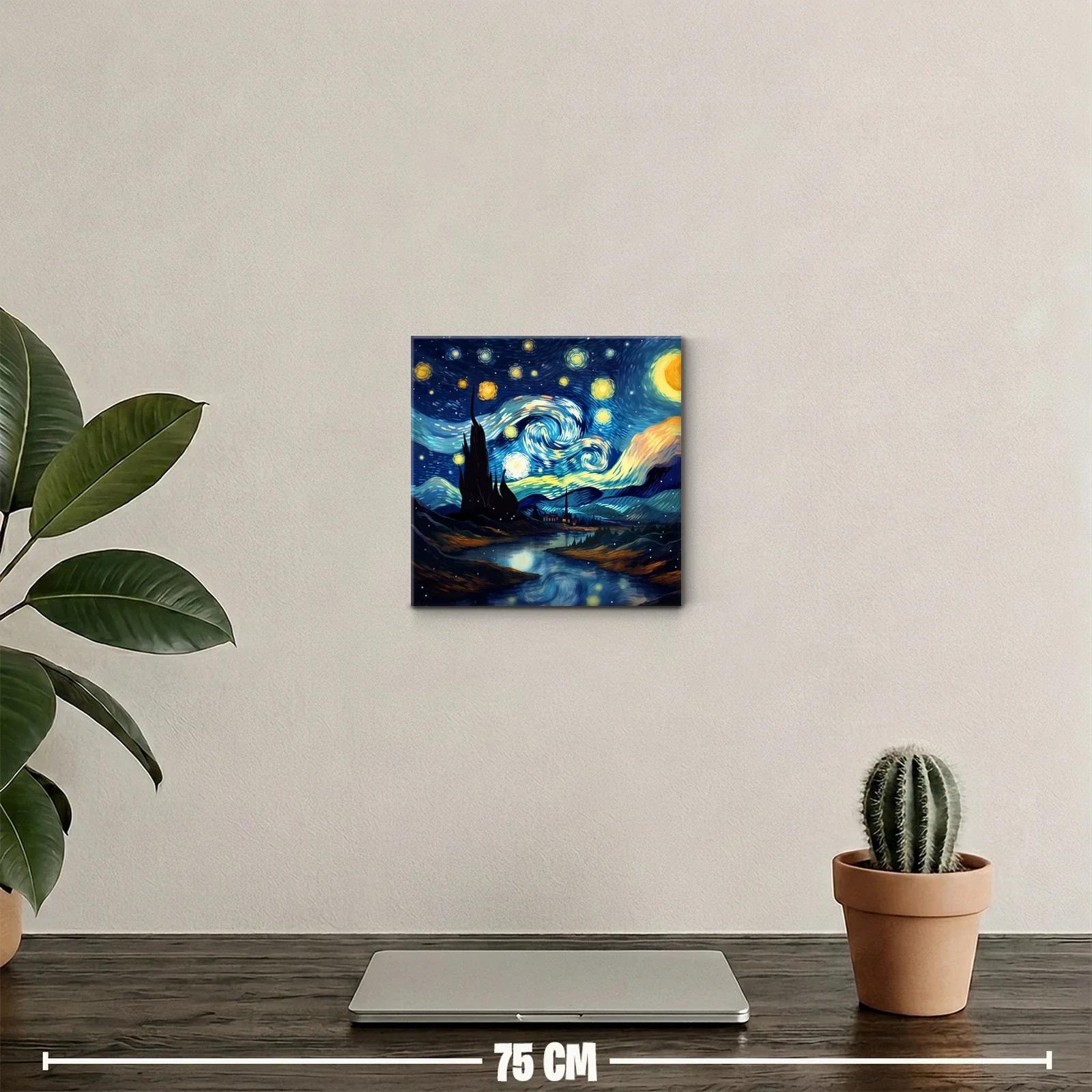 Paisaje nocturno con cielo estrellado vibrante y río reflejante — miniatura 2