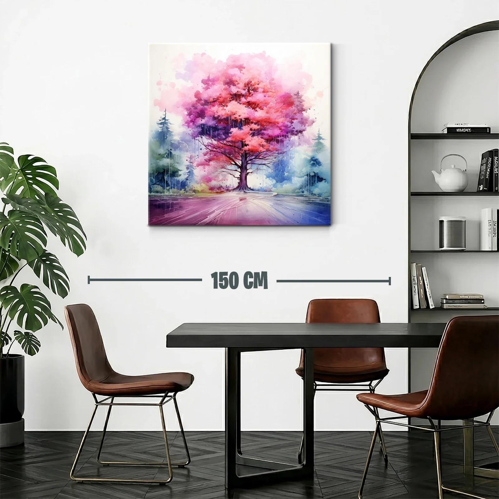 Árbol vibrante en tonos rosas y púrpuras con entorno nebuloso — miniatura 2