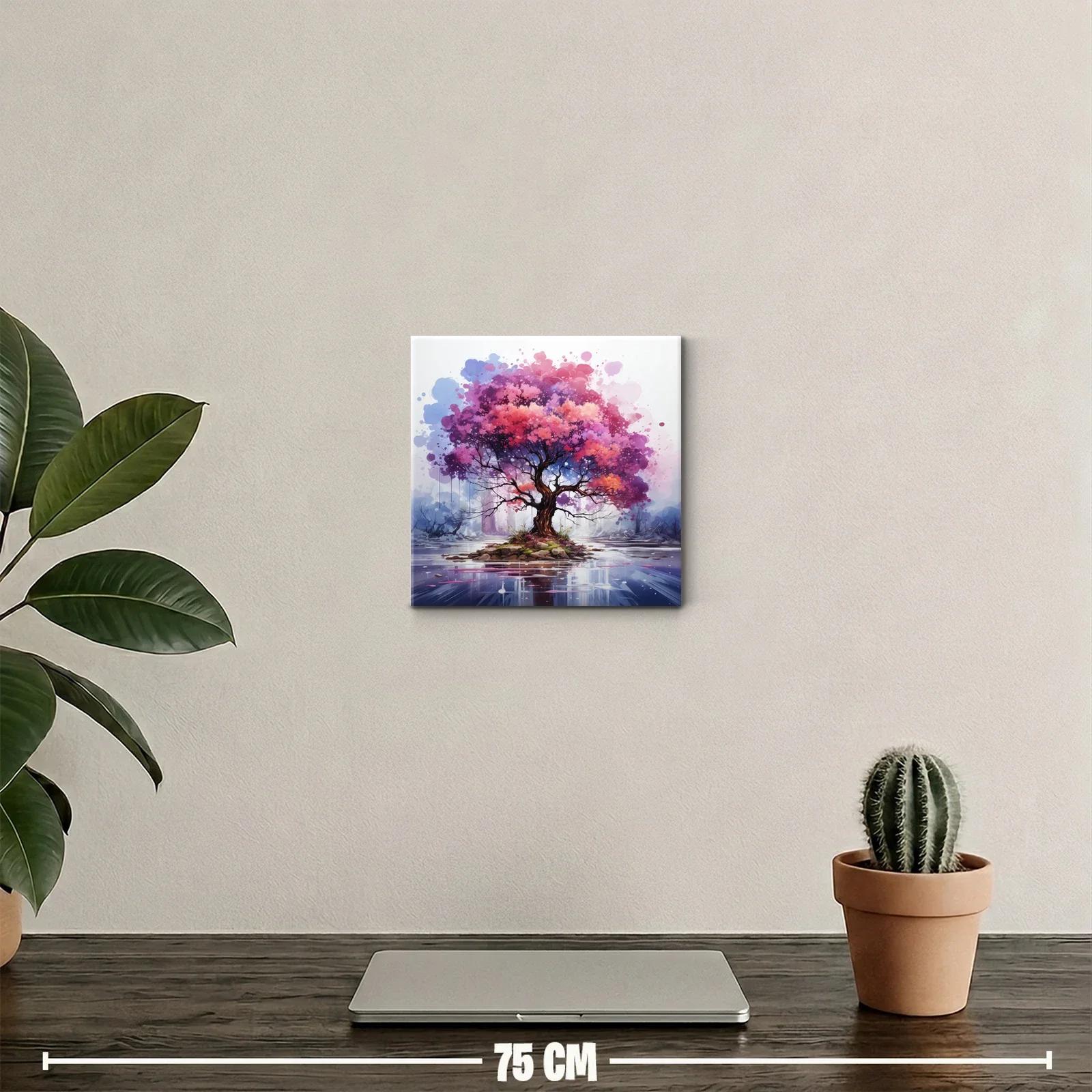 Árbol vibrante en isla rodeada de agua serena — miniatura 2