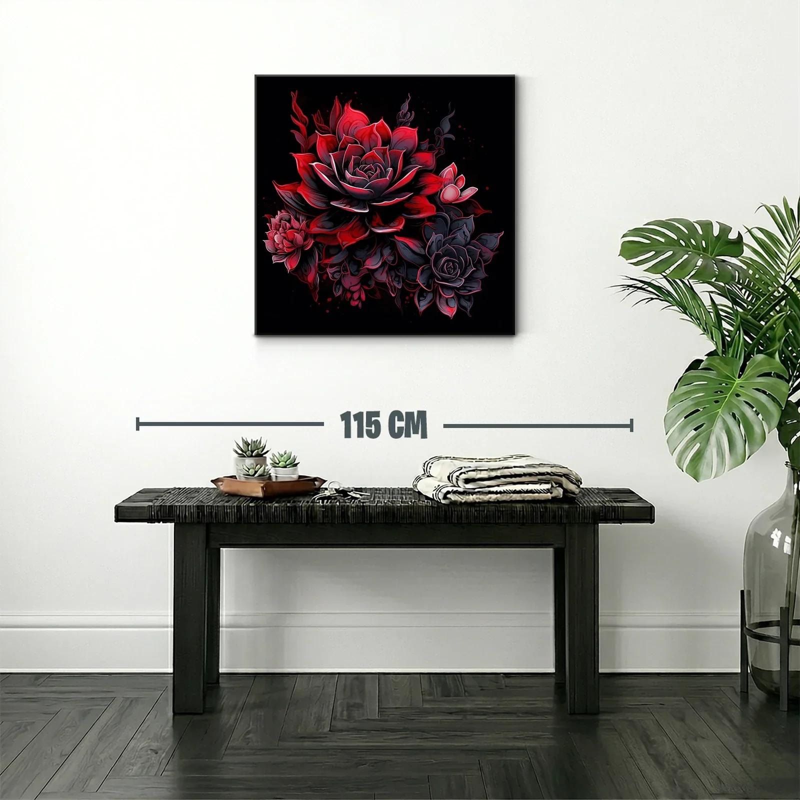 Ramo de flores vibrantes en tonos rojos y negros — miniatura 2
