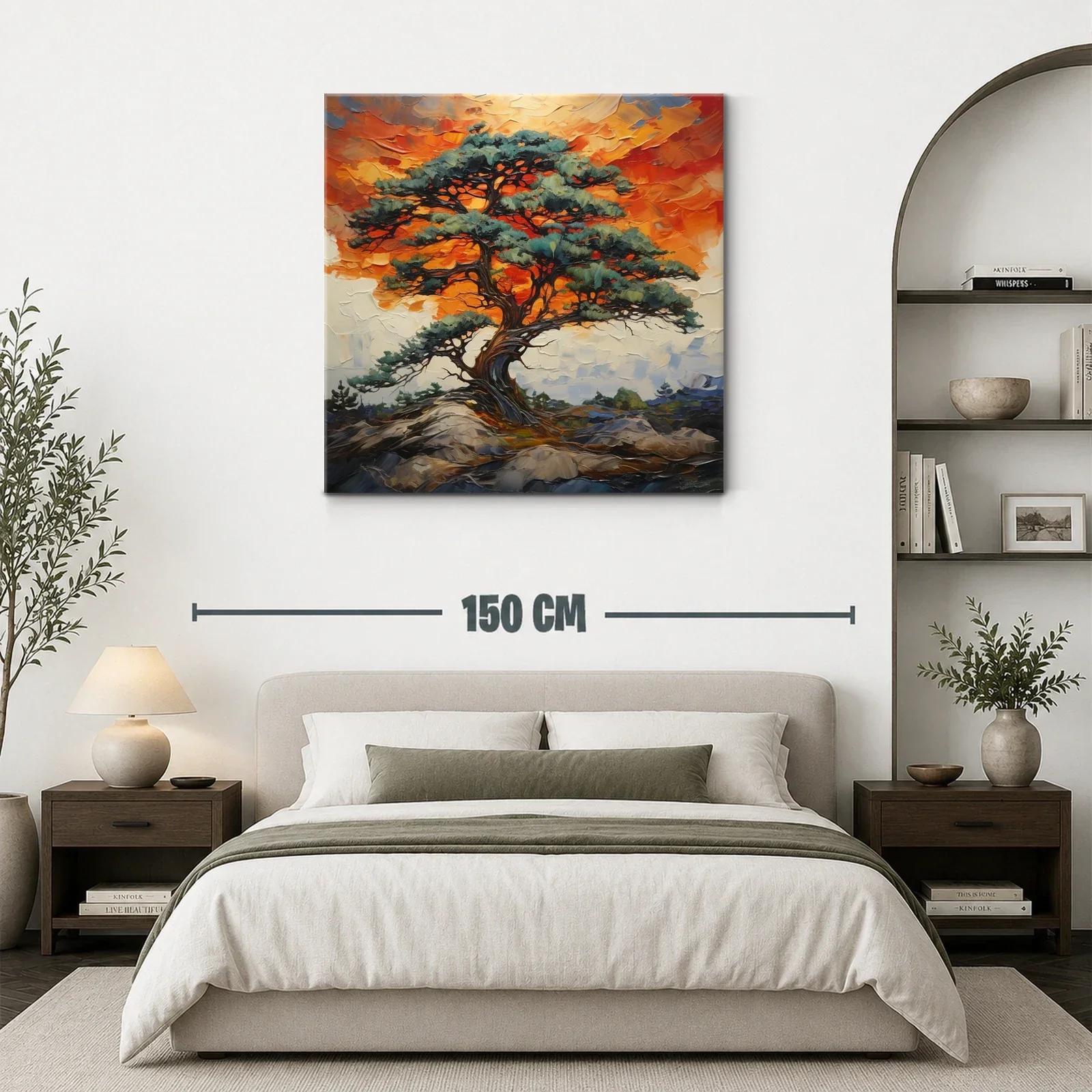Árbol solitario con cielo fuego en paisaje natural — miniatura 3