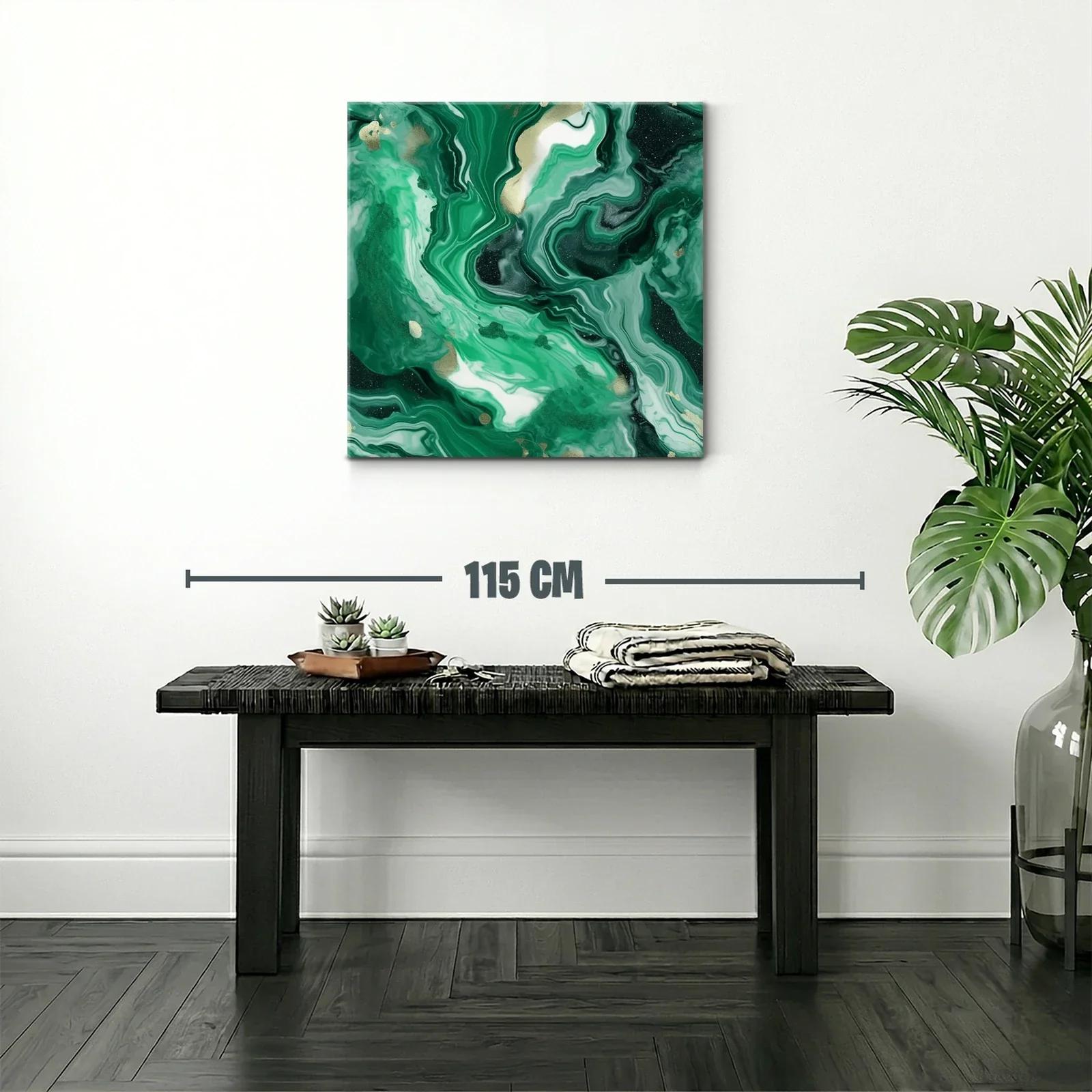 Arte abstracto con tonos verdes y detalles dorados — miniatura 2