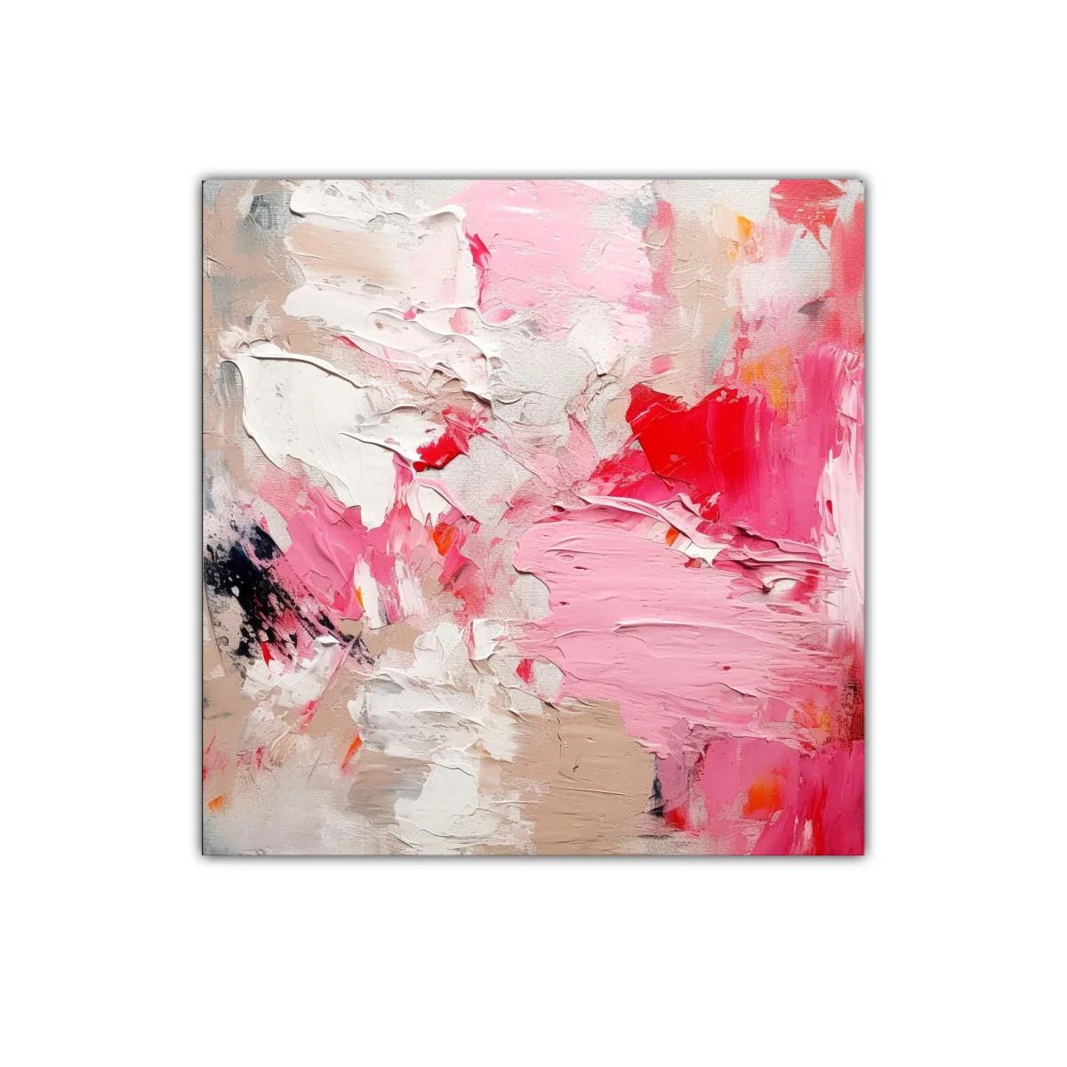 Cuadro decorativo con textura en tonos rosas y rojos vivos