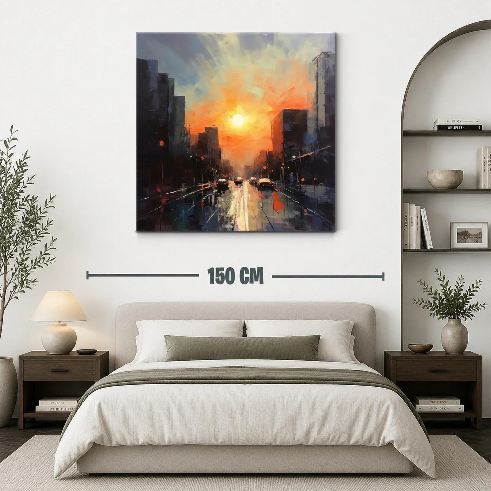 Atardecer vibrante en ciudad urbana al anochecer — miniatura 3