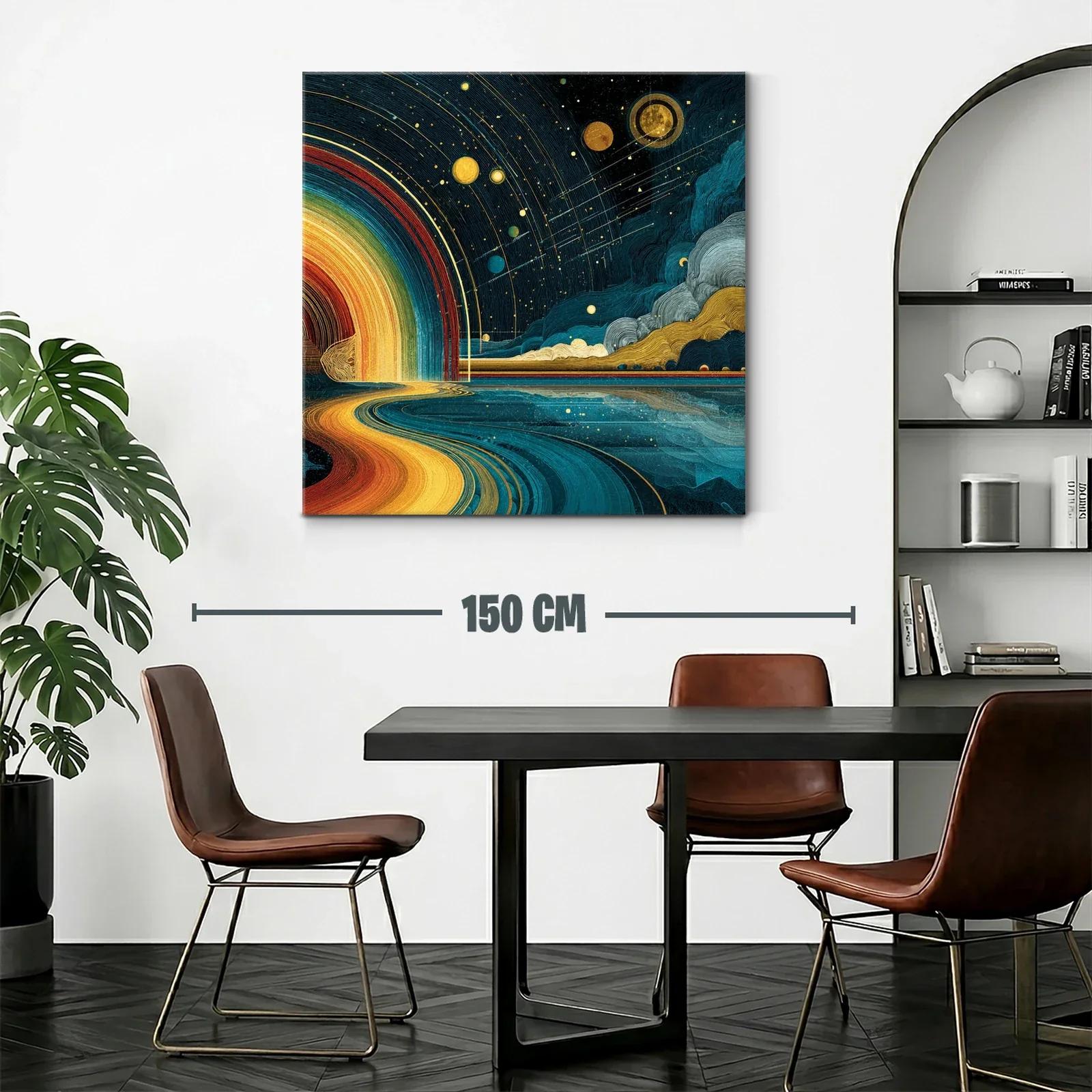 Paisaje cósmico con camino dorado y cielo estrellado — miniatura 2