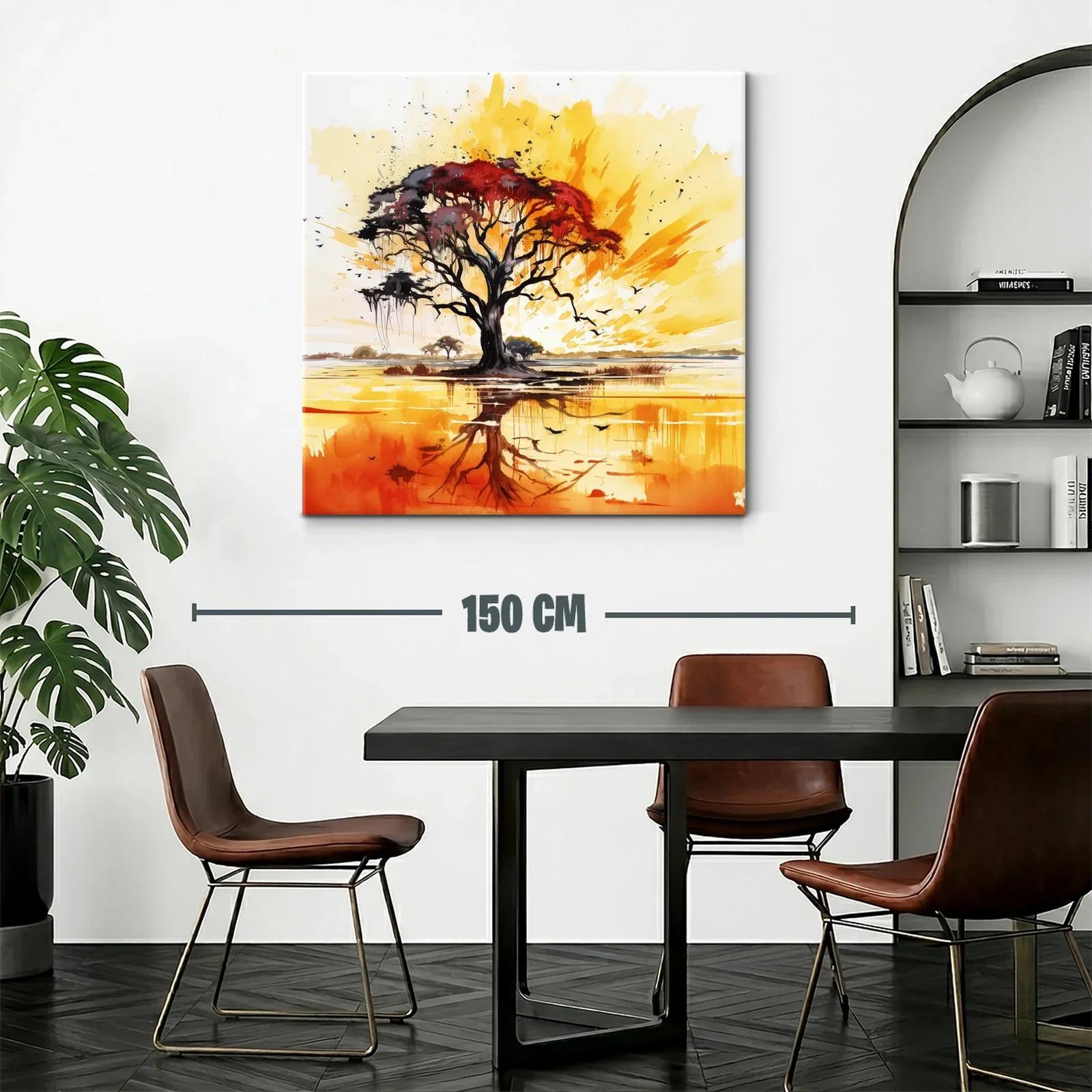 Árbol en atardecer vibrante con reflejos cálidos y elegantes — miniatura 2