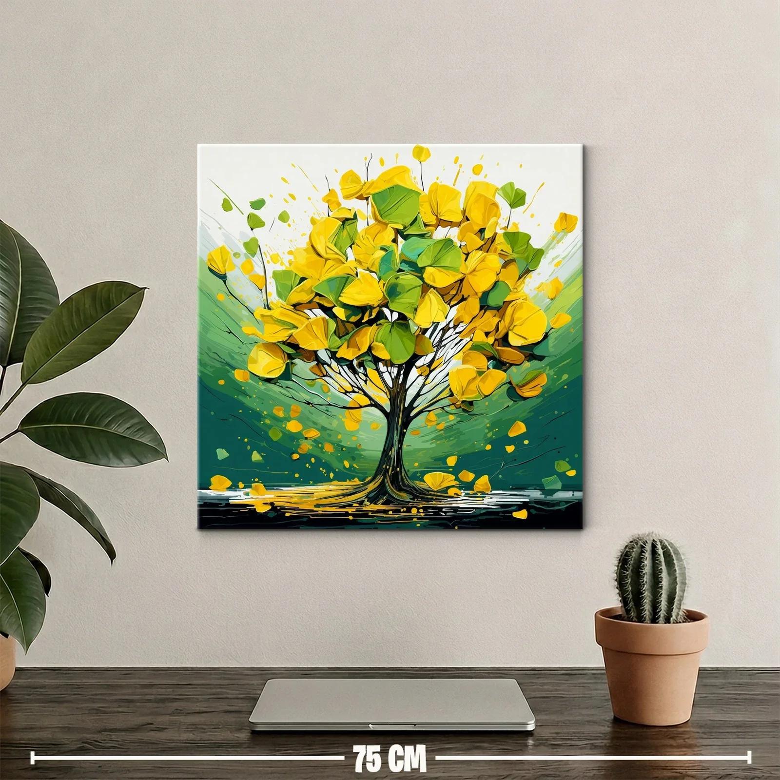 Árbol vibrante de tonos verdes y amarillos dinámicos — miniatura 2