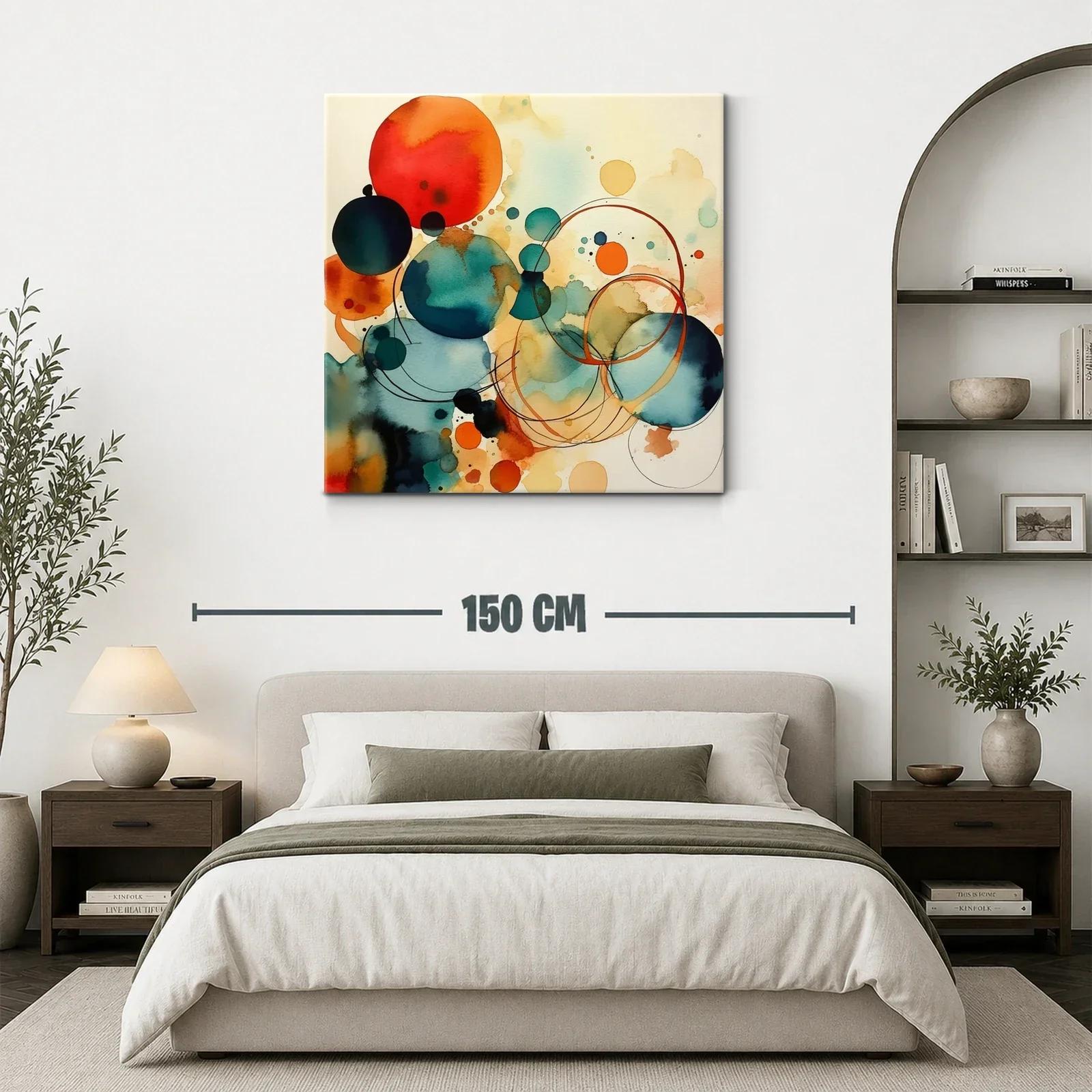 Composición abstracta con círculos en tonos cálidos y fríos — miniatura 3