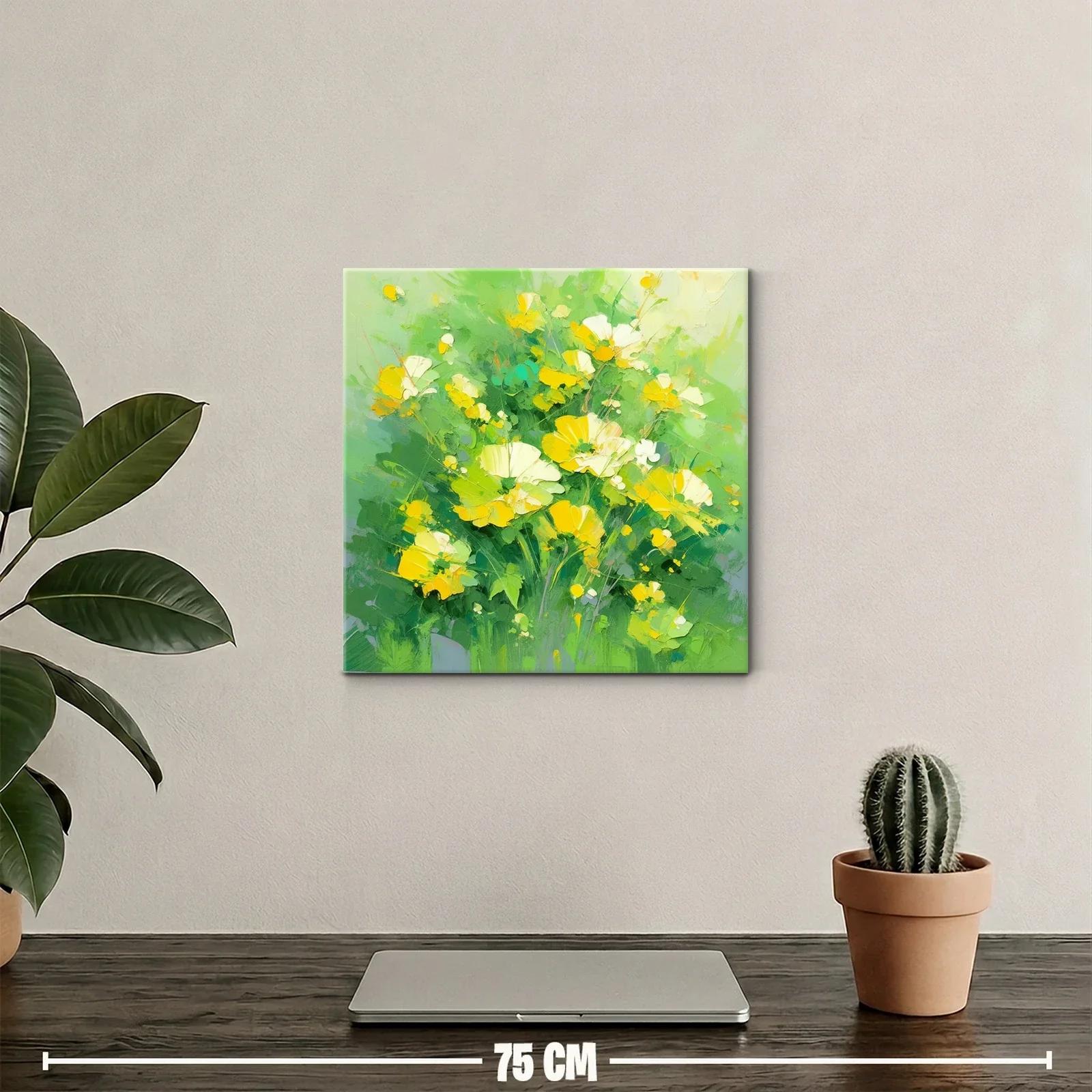 Ramo de flores amarillas sobre fondo verde vibrante — miniatura 2