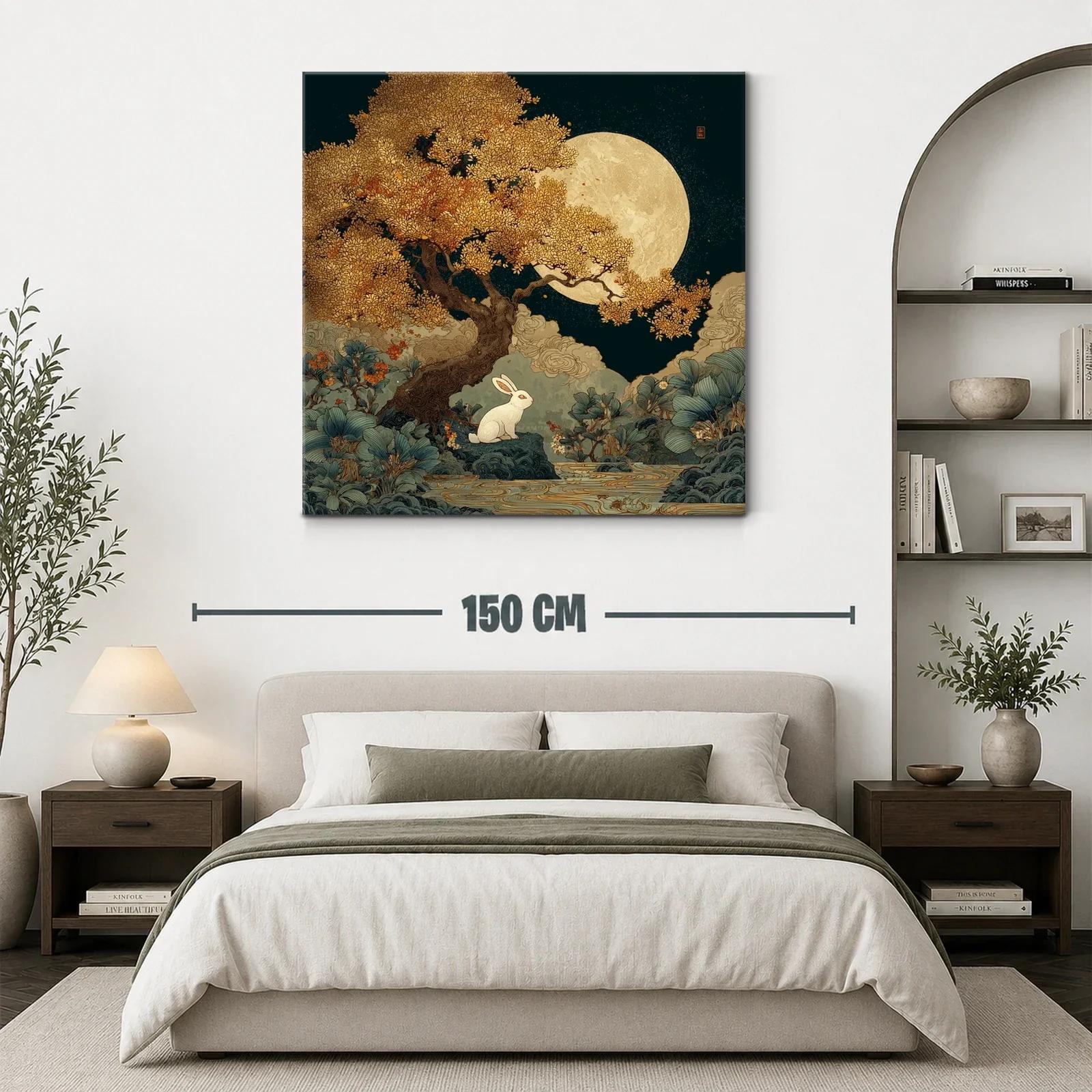 Armonía Nocturna con Árbol Dorado y Conejo Blanco — miniatura 3
