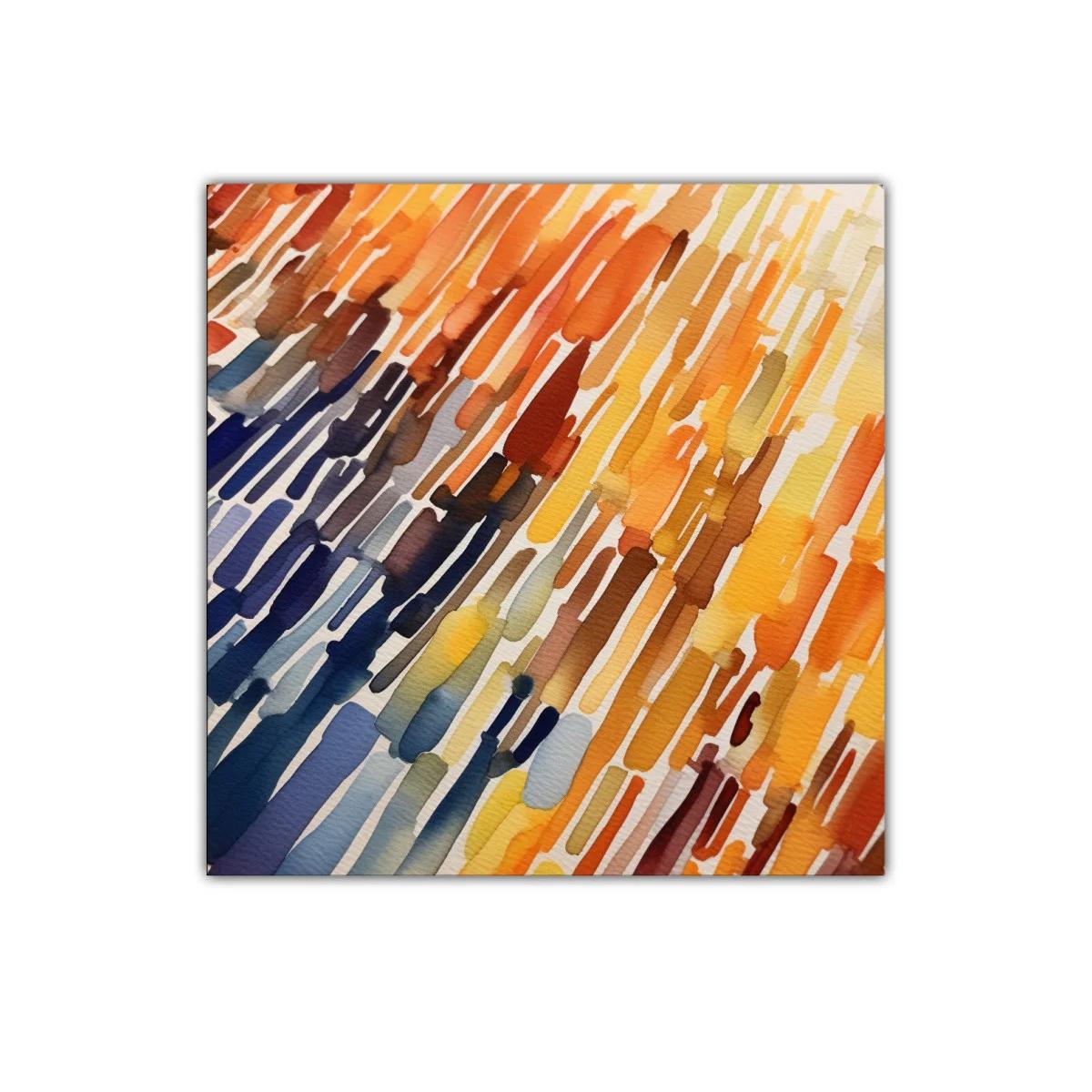 Arte abstracto con tonos cálidos y fríos en trazos verticales