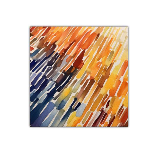 Arte abstracto con tonos cálidos y fríos en trazos verticales