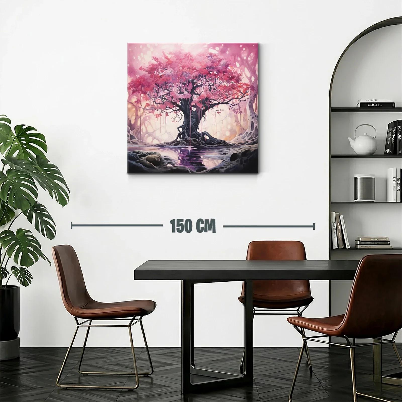 Árbol mágico con follaje rosa en paisaje onírico — miniatura 2