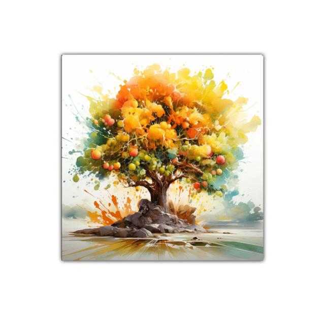 Árbol frutal con explosión de color y energía vibrante
